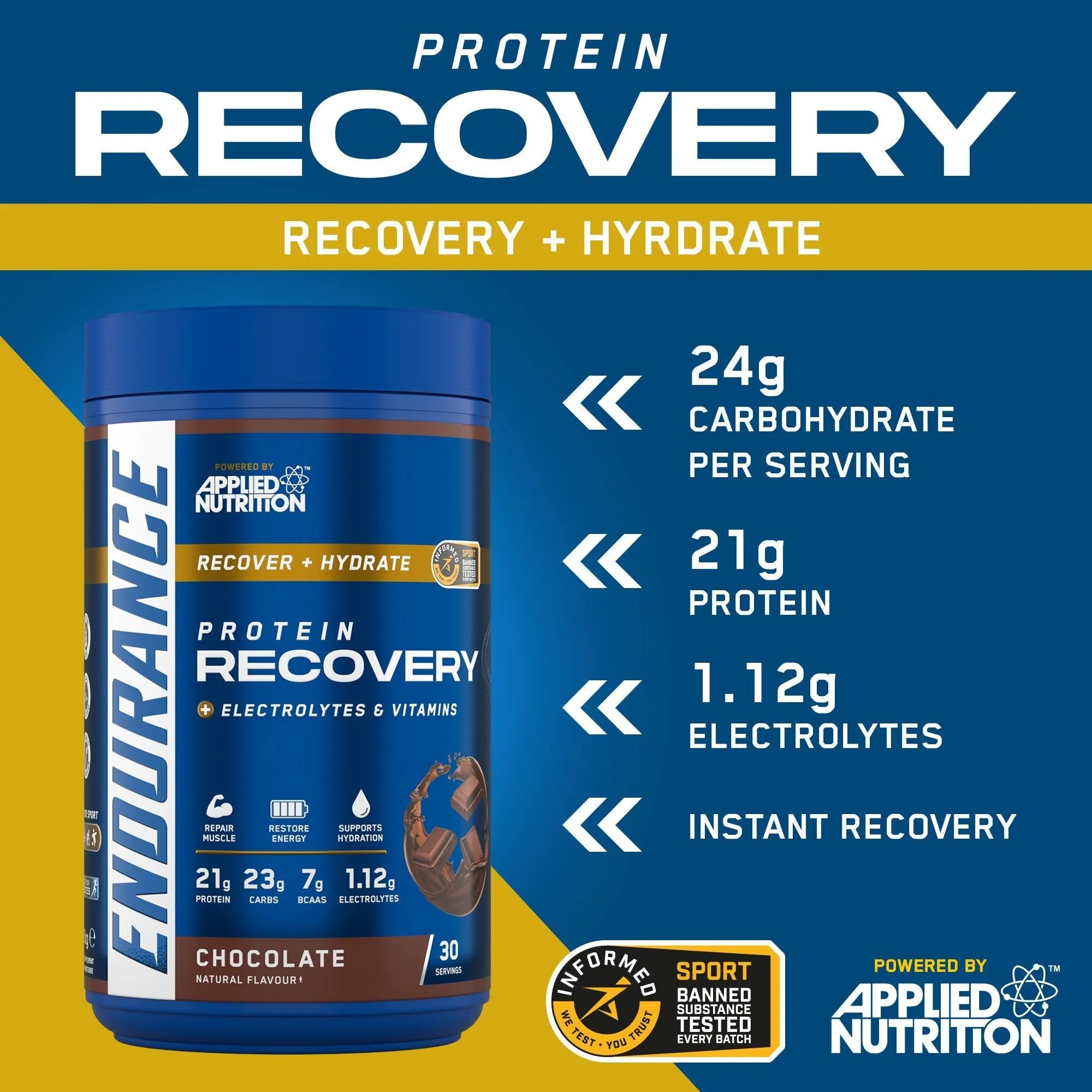 Applied Nutrition Endurance Recovery Poudre Chocolat 30 Doses