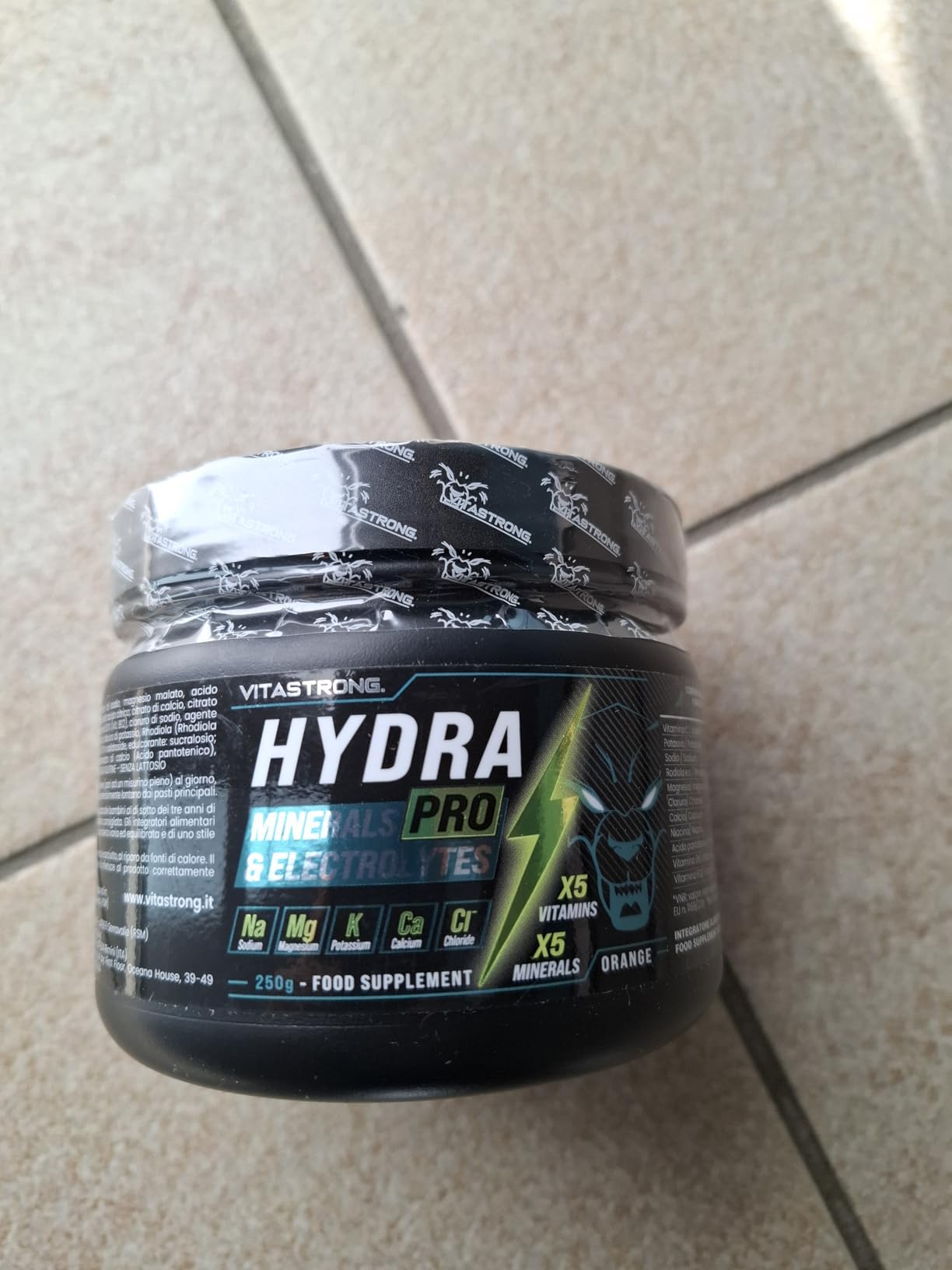 Vitastrong Hydra Pro Électrolytes en Poudre Orange 250g 5 Minéraux