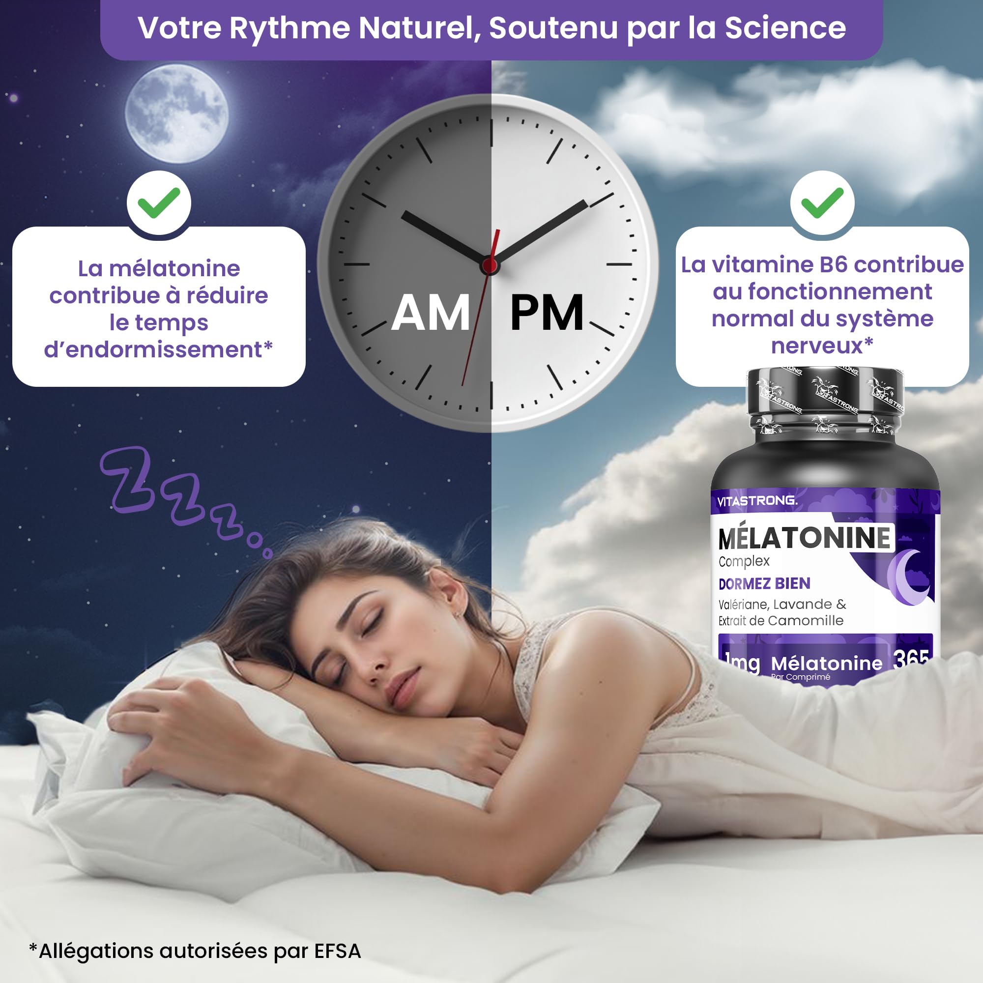 Vitastrong Sommeil Melatonine Complex 1mg 365 micro-comprimés