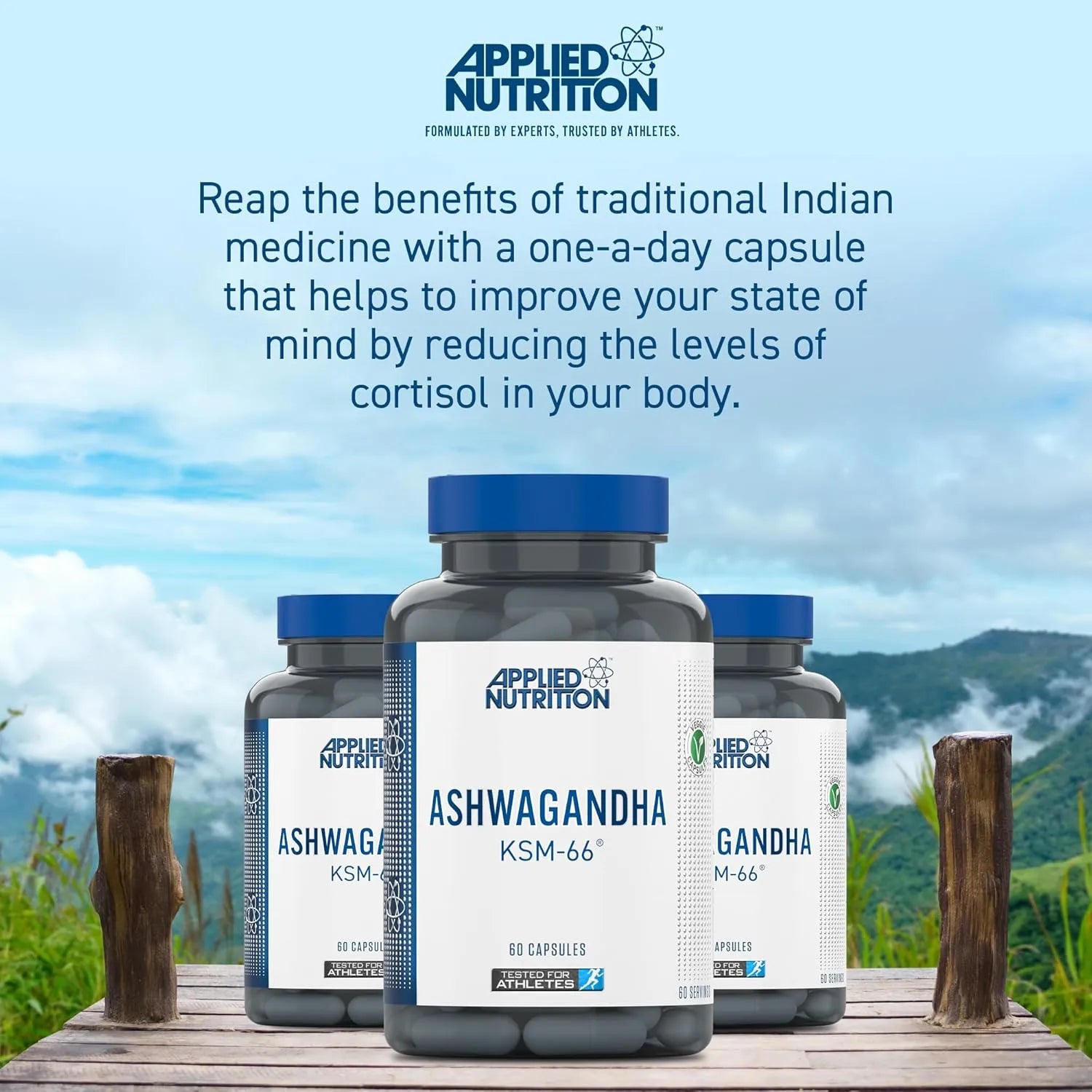 Applied Nutrition Ashwagandha KSM-66 gélules 60 x 300mg stress