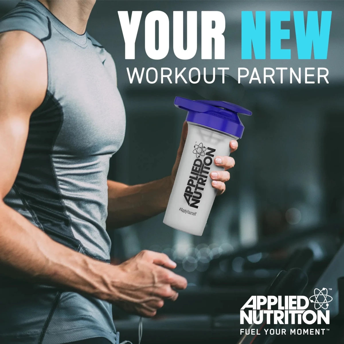 Applied Nutrition Shaker sport 600ml bleu mélangeur grille