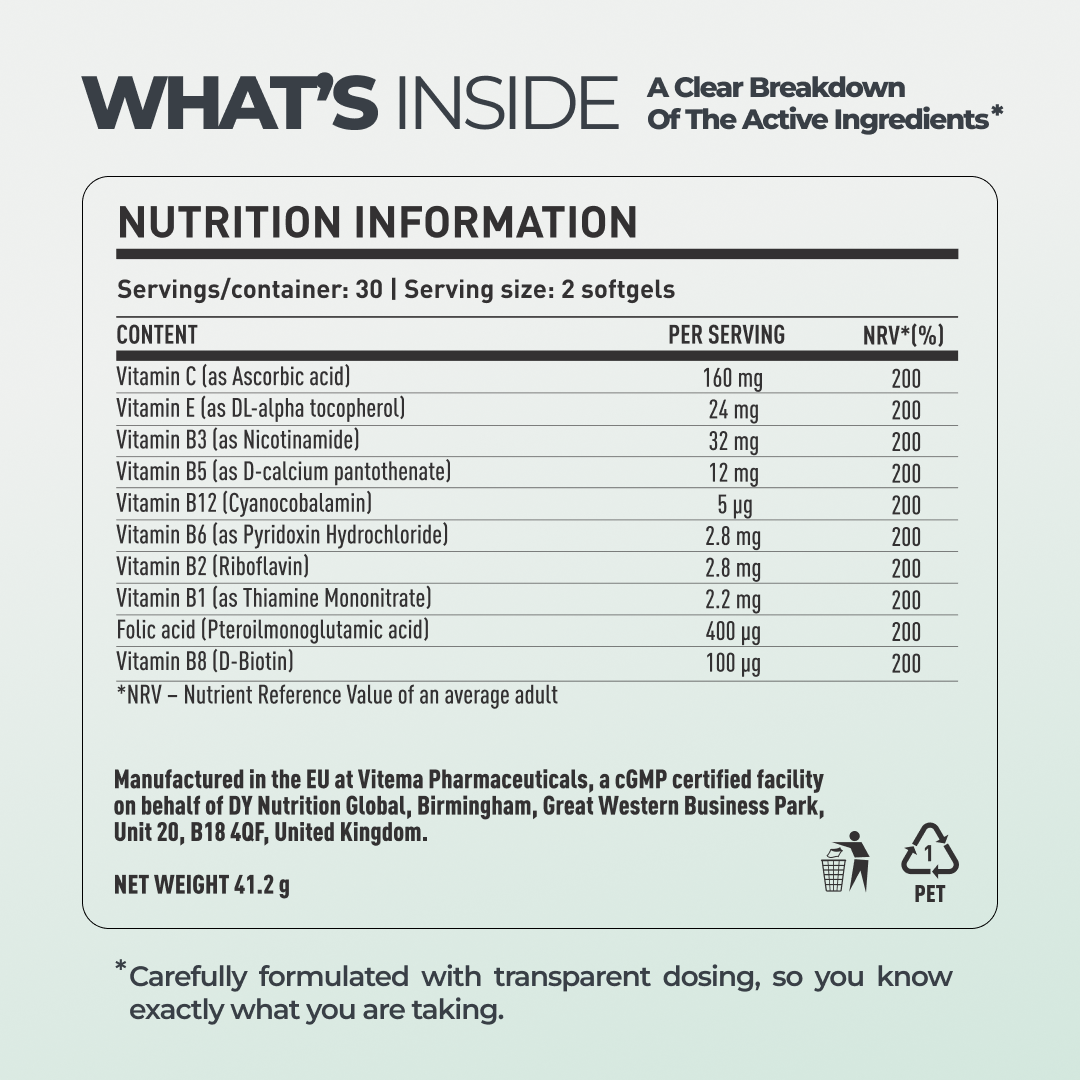 DY Nutrition DY Life B Complex vitamines B 60 softgels énergie