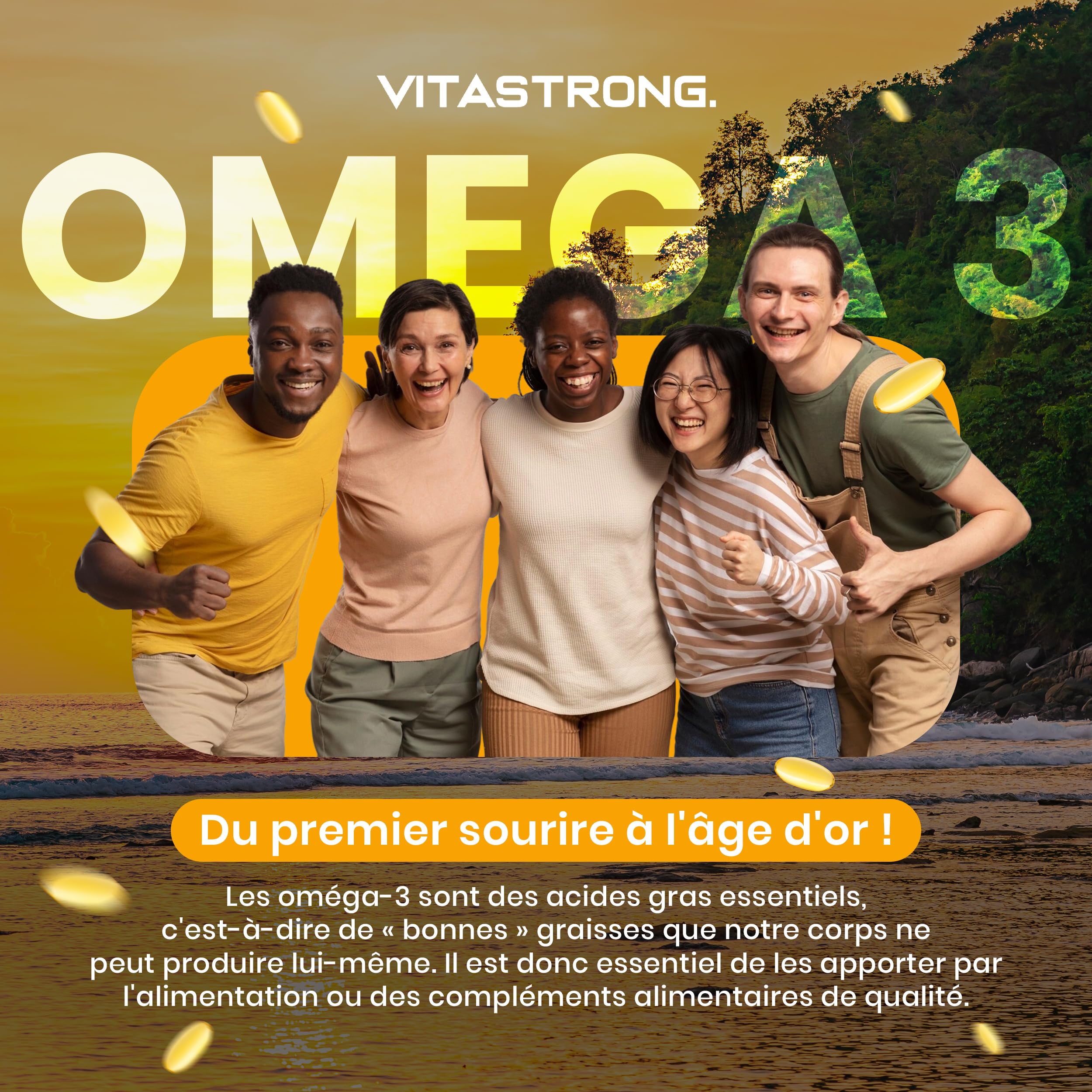 Vitastrong Omega 3 2000 mg gélules EPA DHA 90 cps cœur