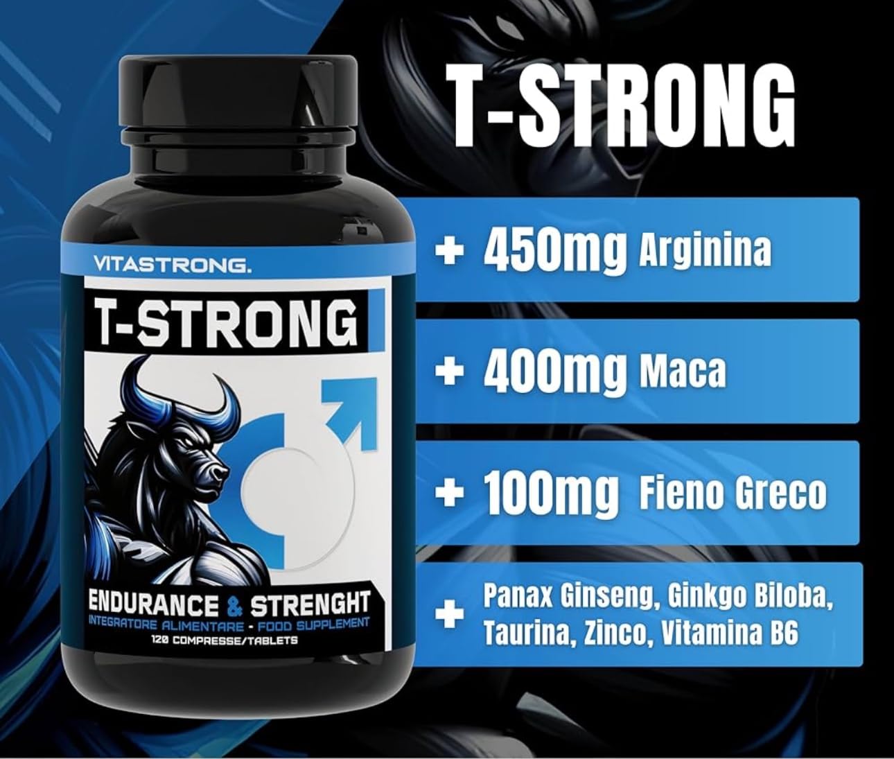 Vitastrong Vitalité T-Strong 120 gélules maca arginine homme