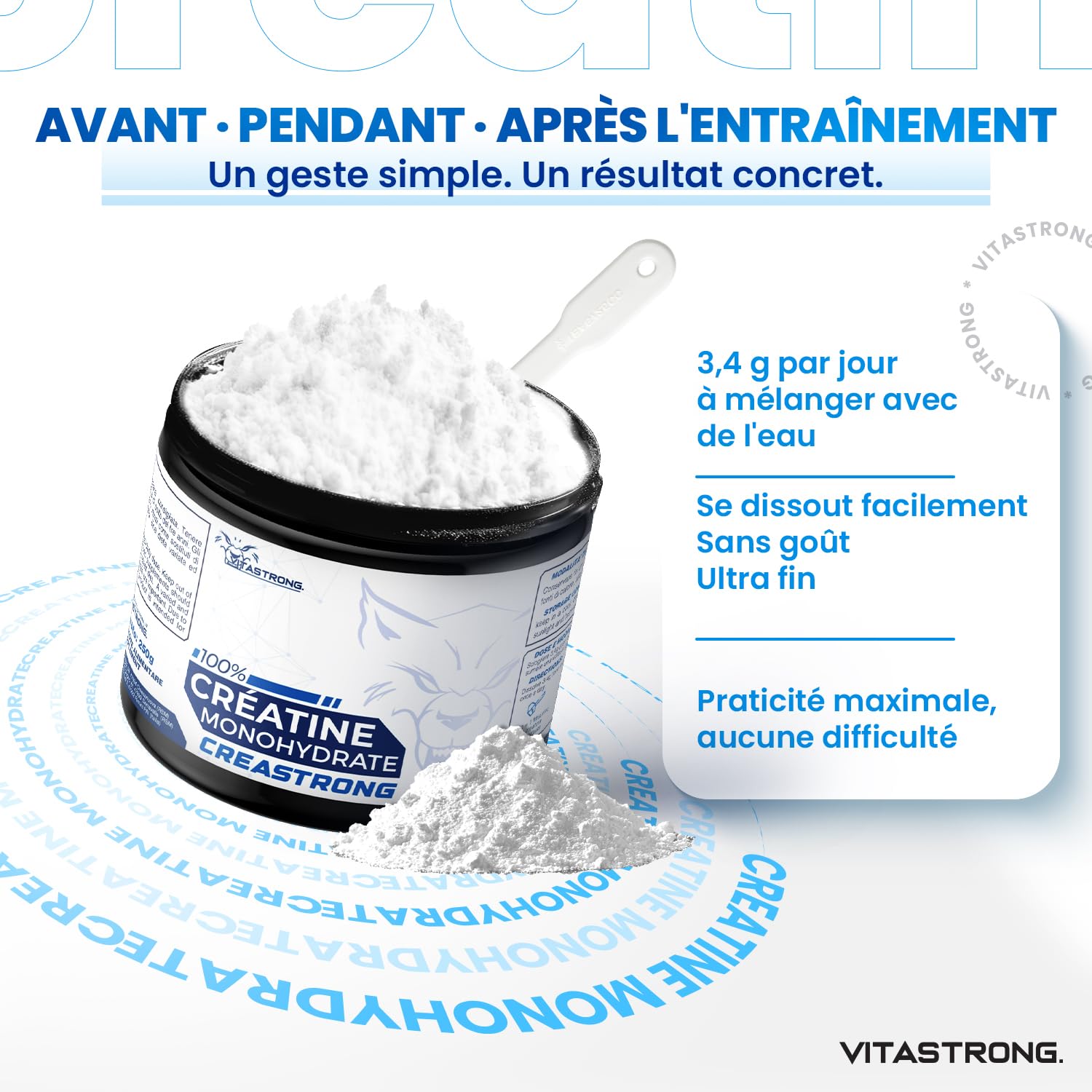 Vitastrong CreaStrong créatine monohydrate poudre 250 g pure