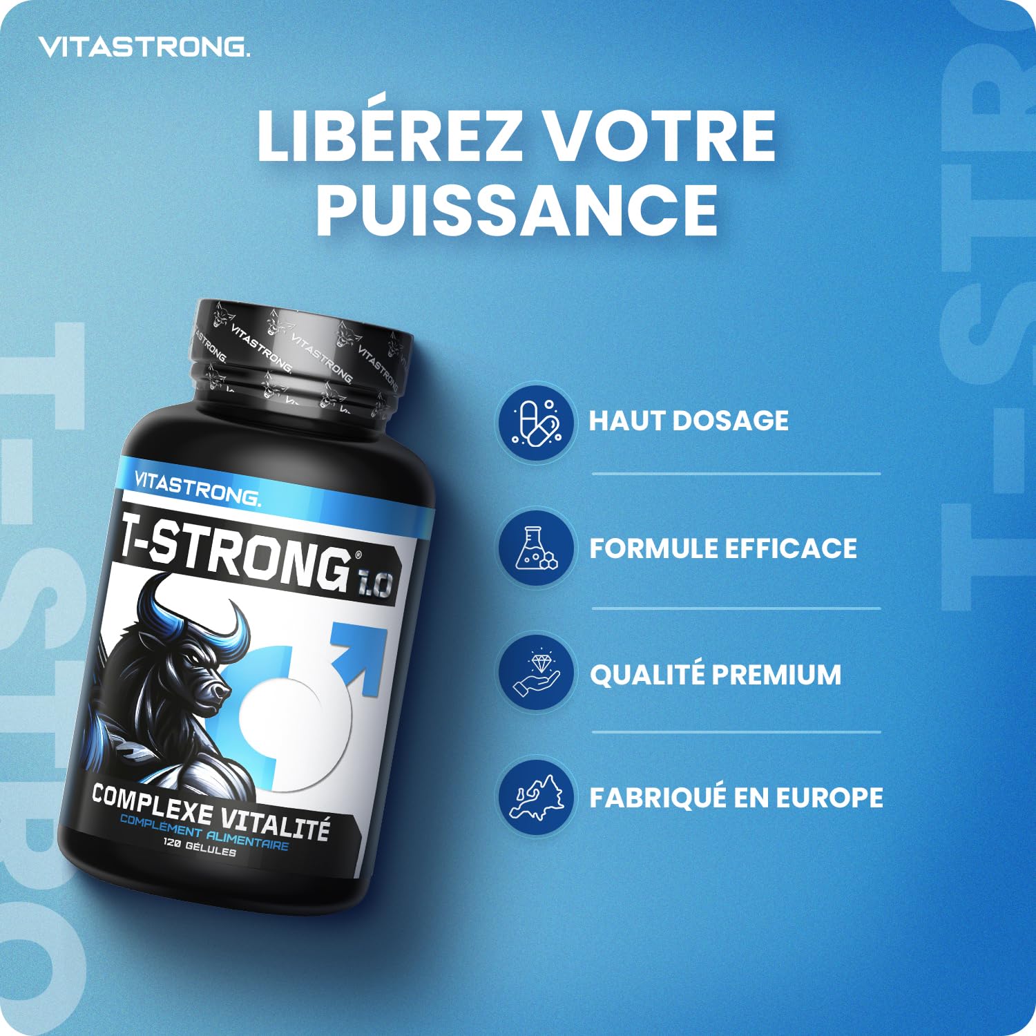 Vitastrong Vitalité T-Strong 120 gélules maca arginine homme