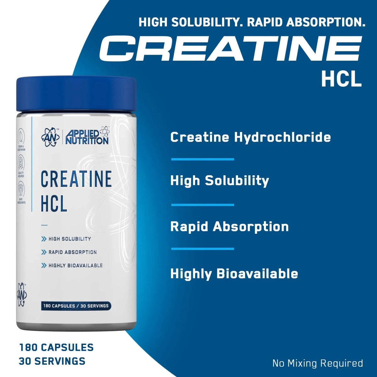 Applied Nutrition Creatine HCL créatine 180 gélules 3 g