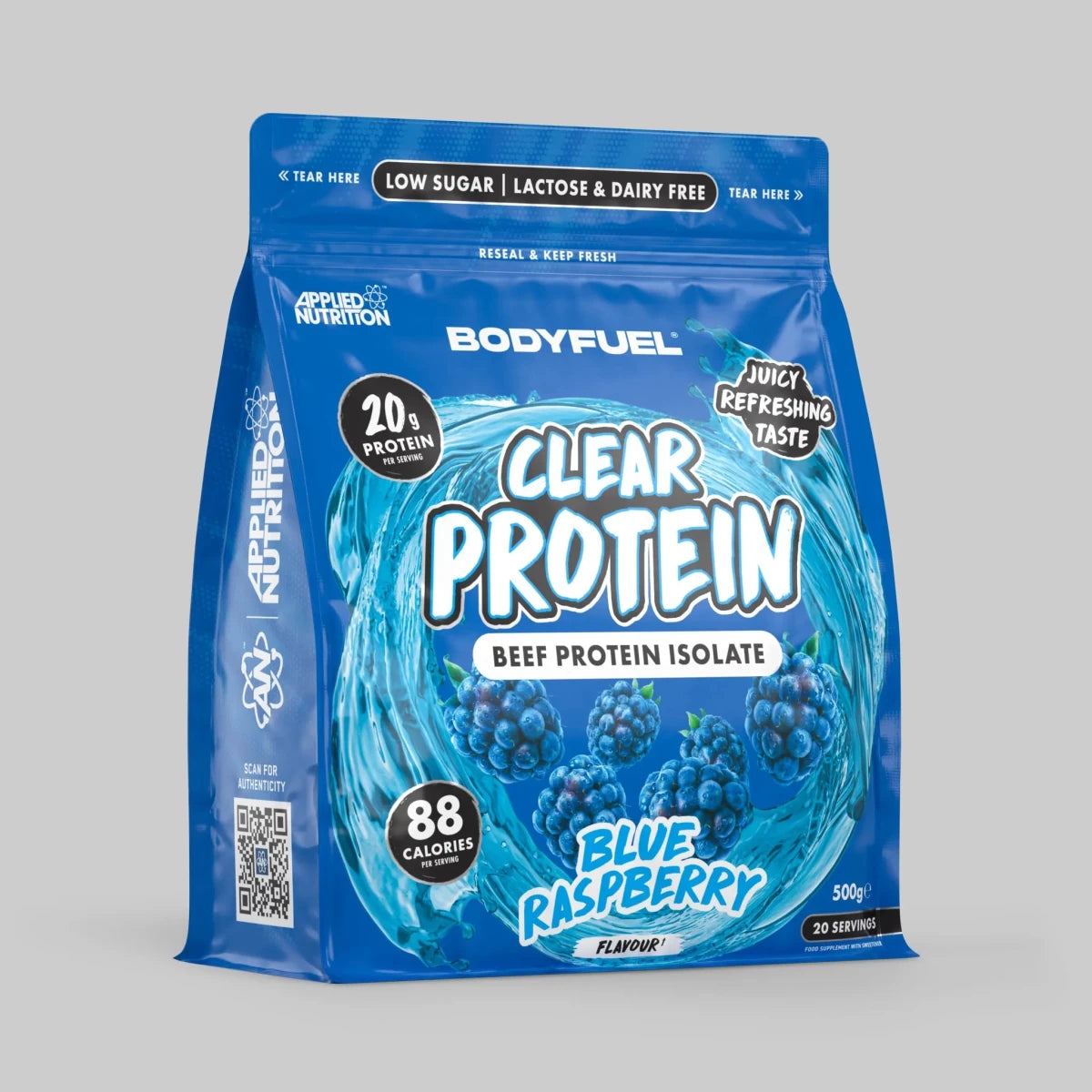 BodyFuel Clear Beef Protein Isolate poudre 500g framboise