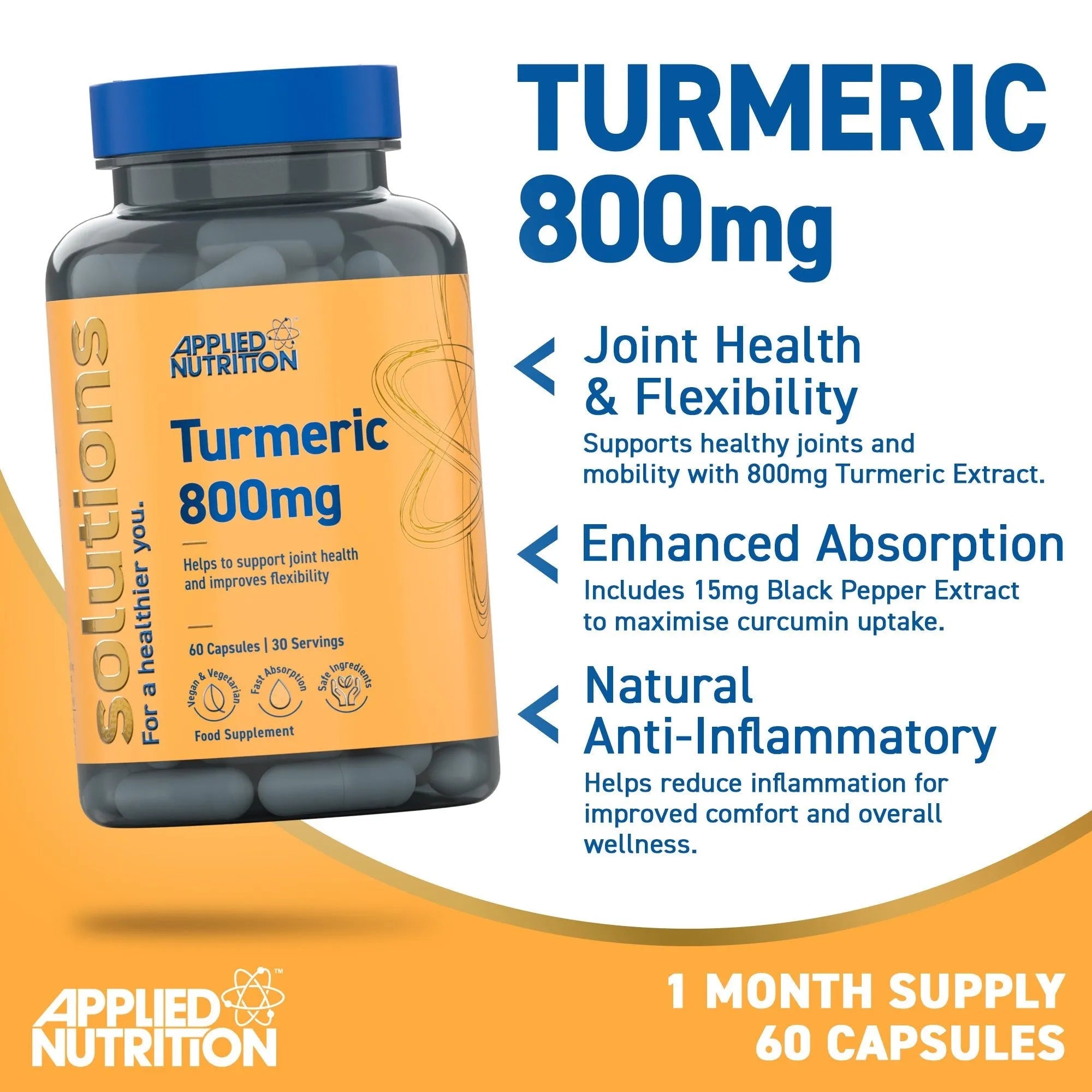 Applied Nutrition Turmeric curcuma gélules 800mg 60 gélules