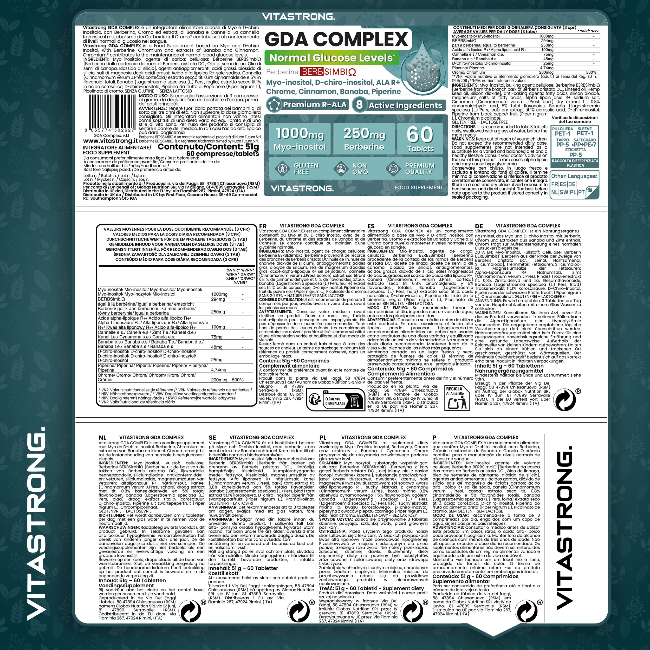Vitastrong Vitalité Berbérine GDA Complex 250 mg 60 cpr