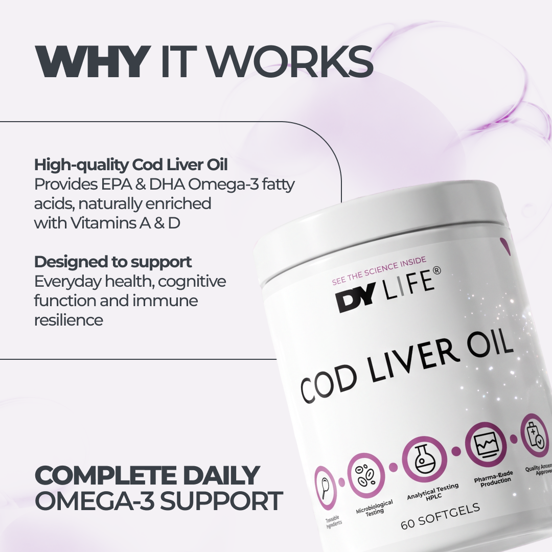 DY Life Cod Liver Oil huile de foie de morue 60 softgels oméga 3