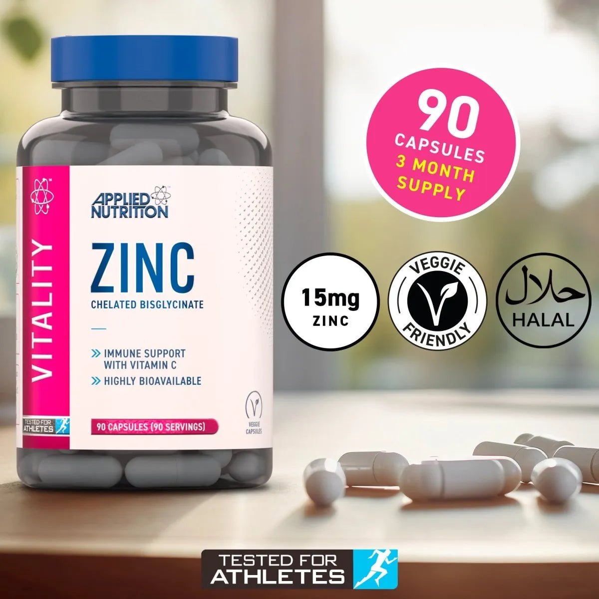 Applied Nutrition Vitality Zinc gélules vitamine C 90 gélules