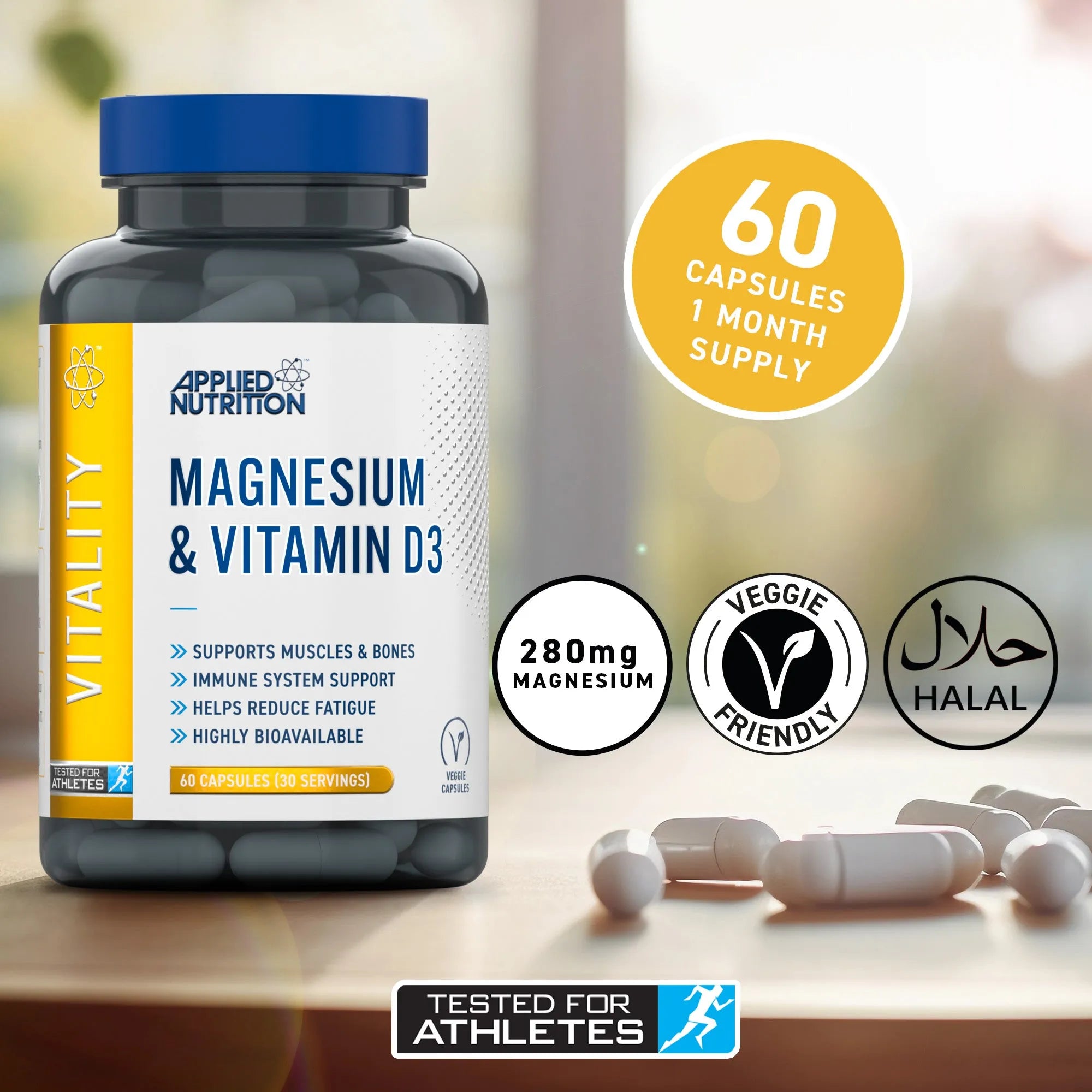Applied Nutrition Magnésium Vitamine D3 60 gélules