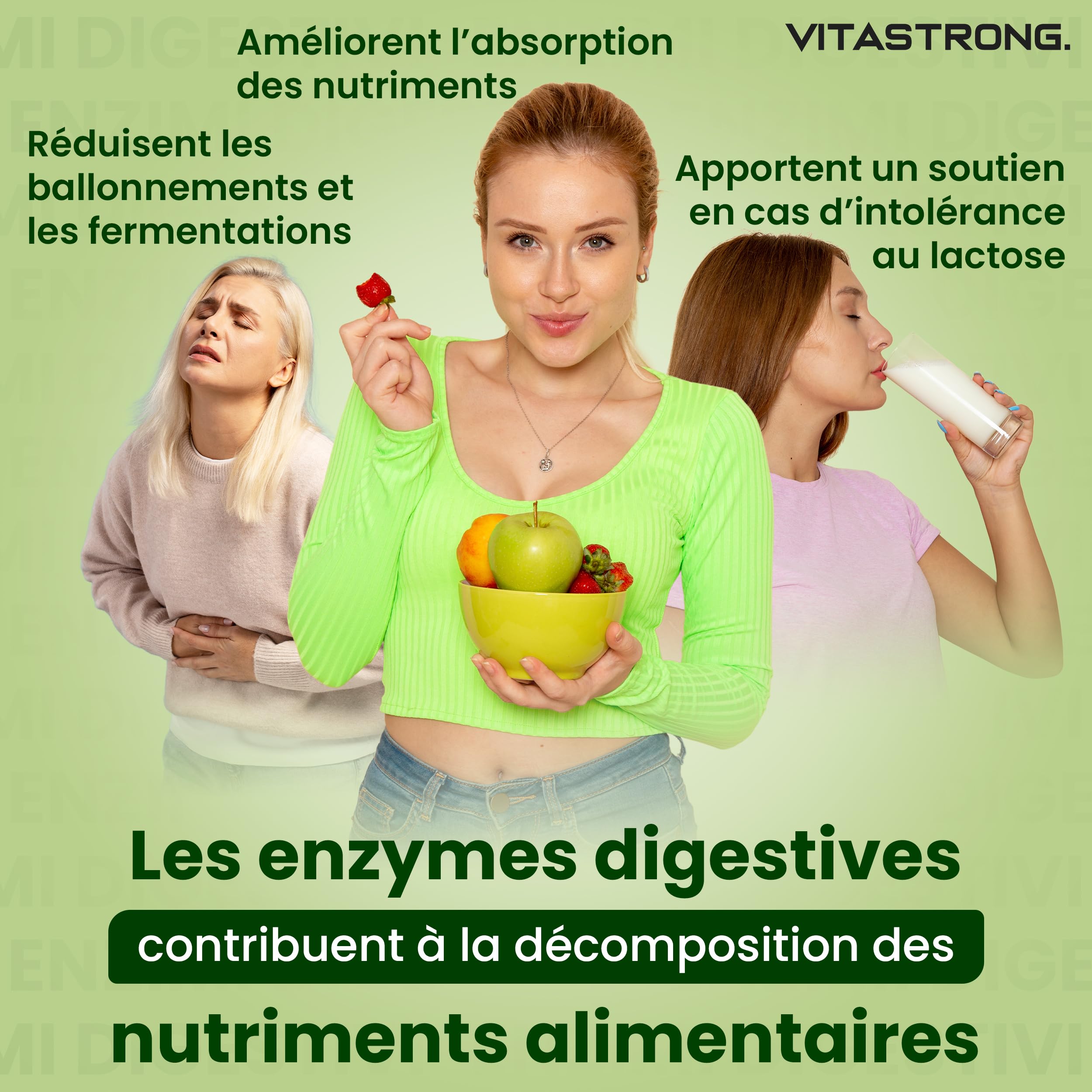 Vitastrong Digestion Enzymes Digestives 60 comprimés DigeZyme