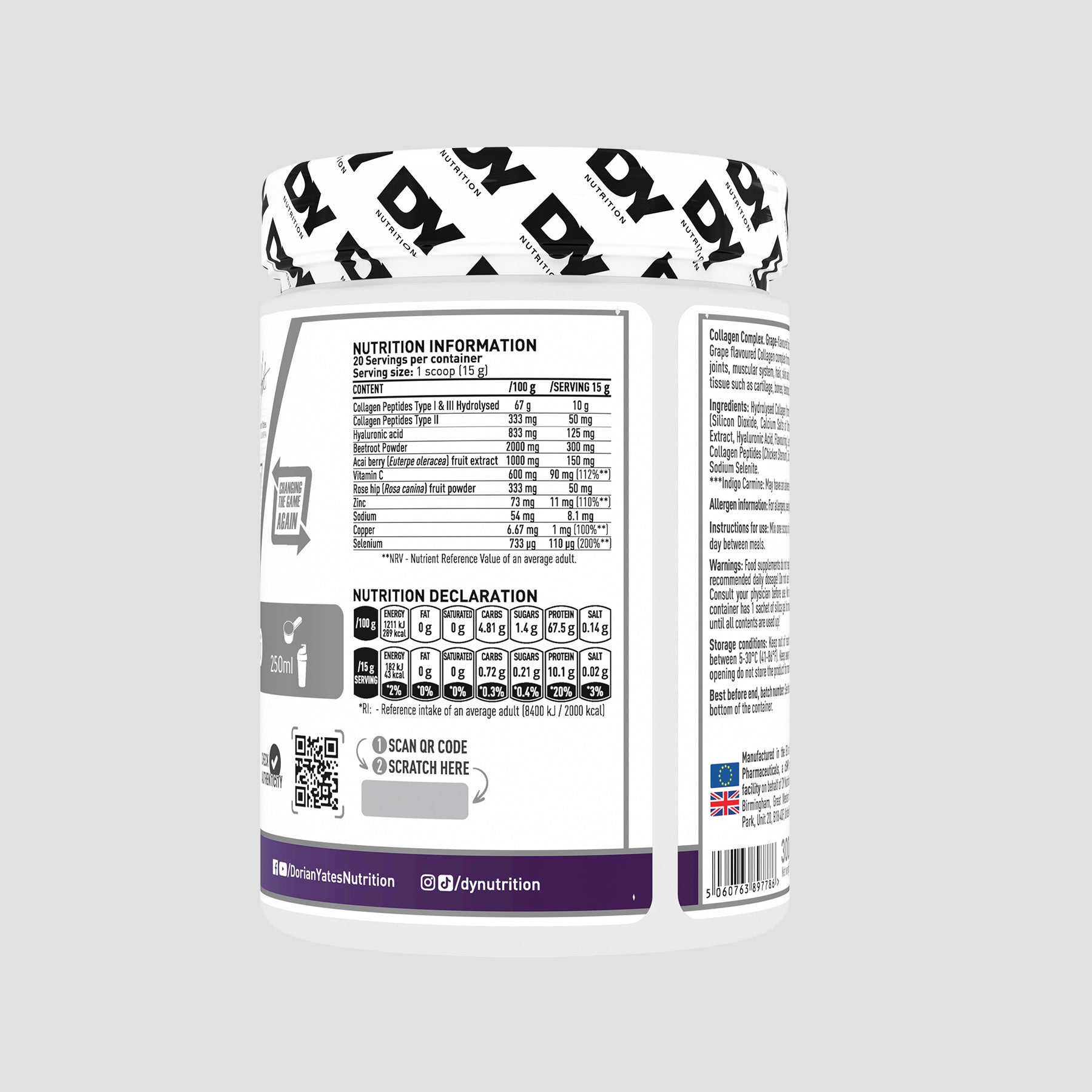 DY Nutrition Collagen Complex collagène poudre articulations peau