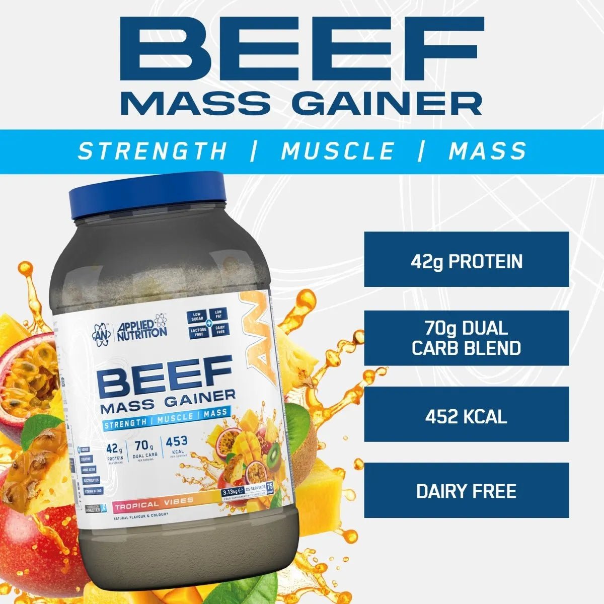 Applied Nutrition Beef Mass Gainer Tropical Vibes 3,13 kg 42g