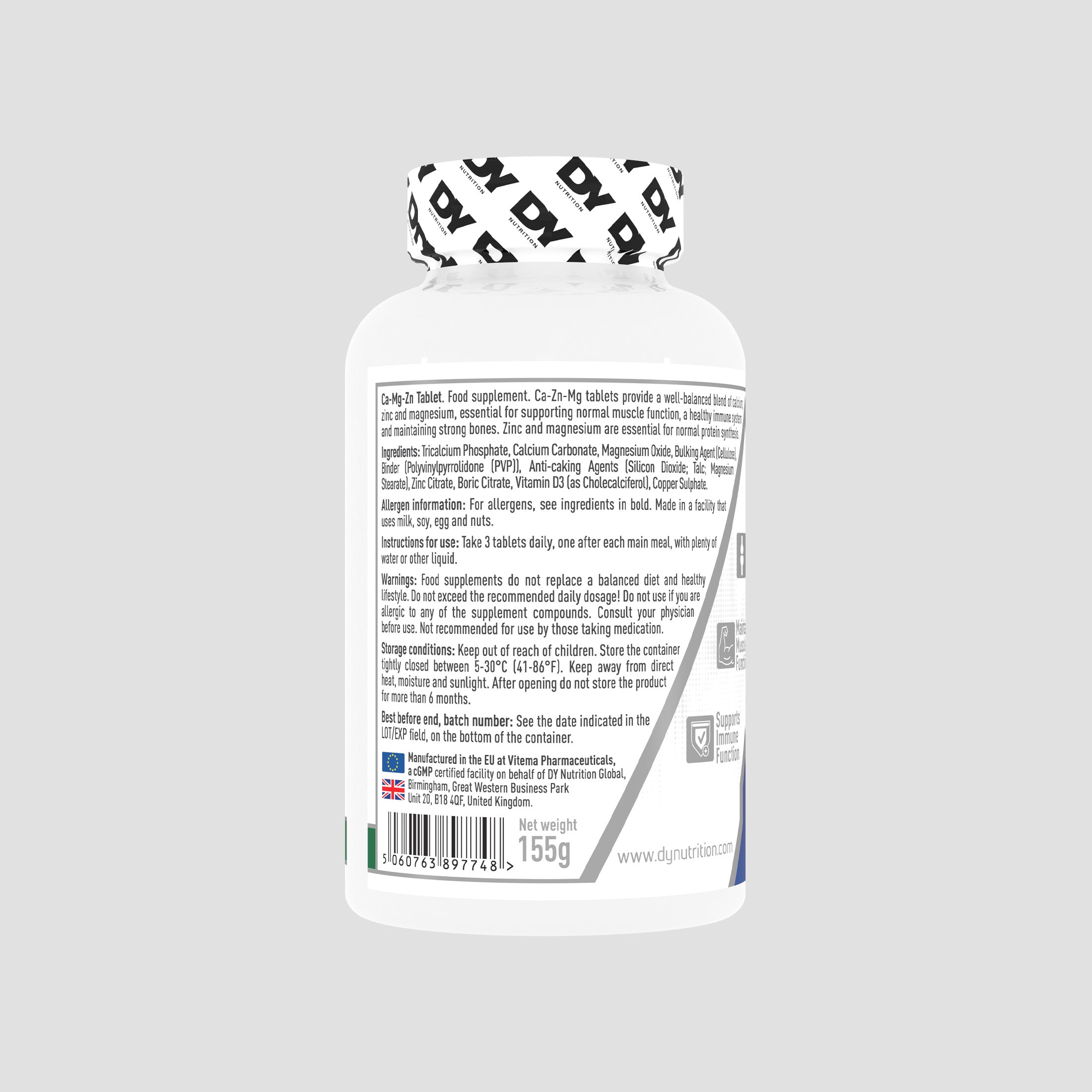 DY Nutrition Ca-Zn-Mg minéraux comprimés calcium zinc