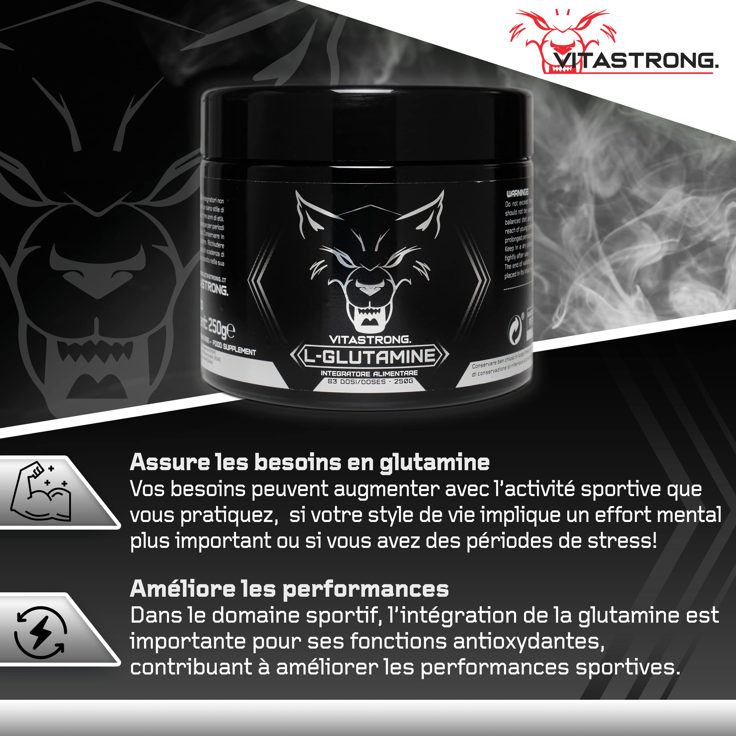 Vitastrong Acides aminés L-Glutamine poudre 250 g Kyowa
