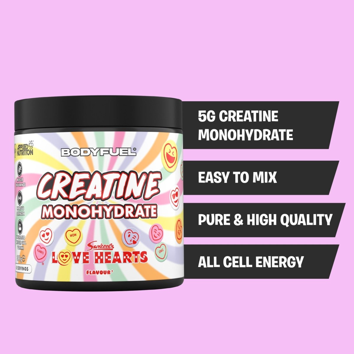 Applied Nutrition BodyFuel Creatine Monohydrate Poudre Love Hearts