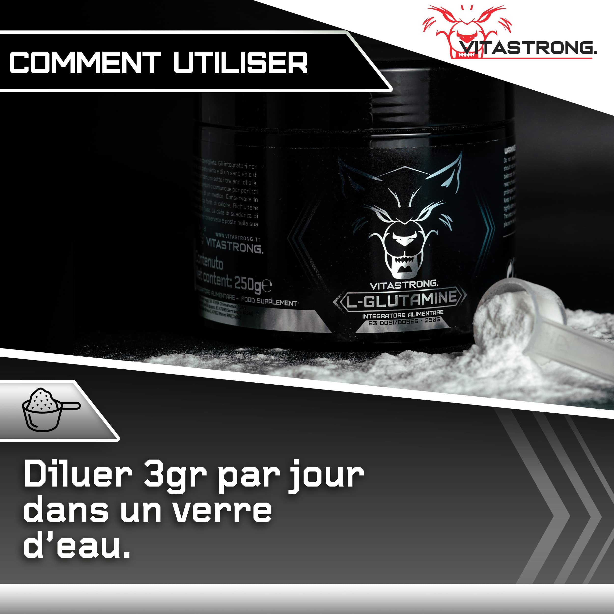 Vitastrong Acides aminés L-Glutamine poudre 250 g Kyowa