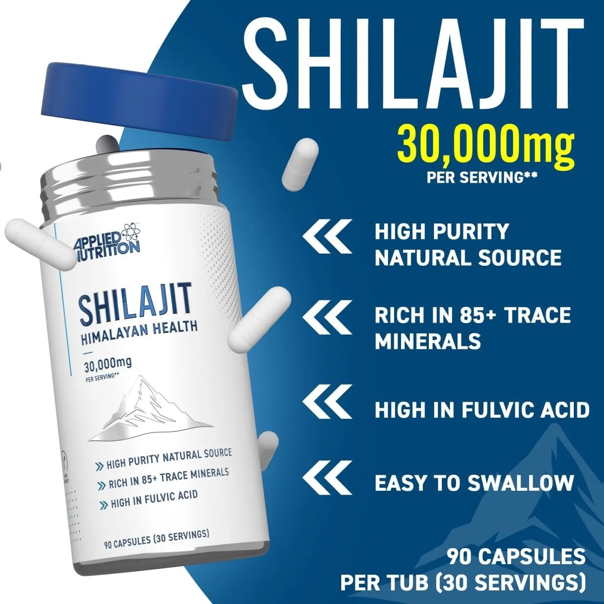 Applied Nutrition Pure Shilajit gélules himalayen 90 minéraux