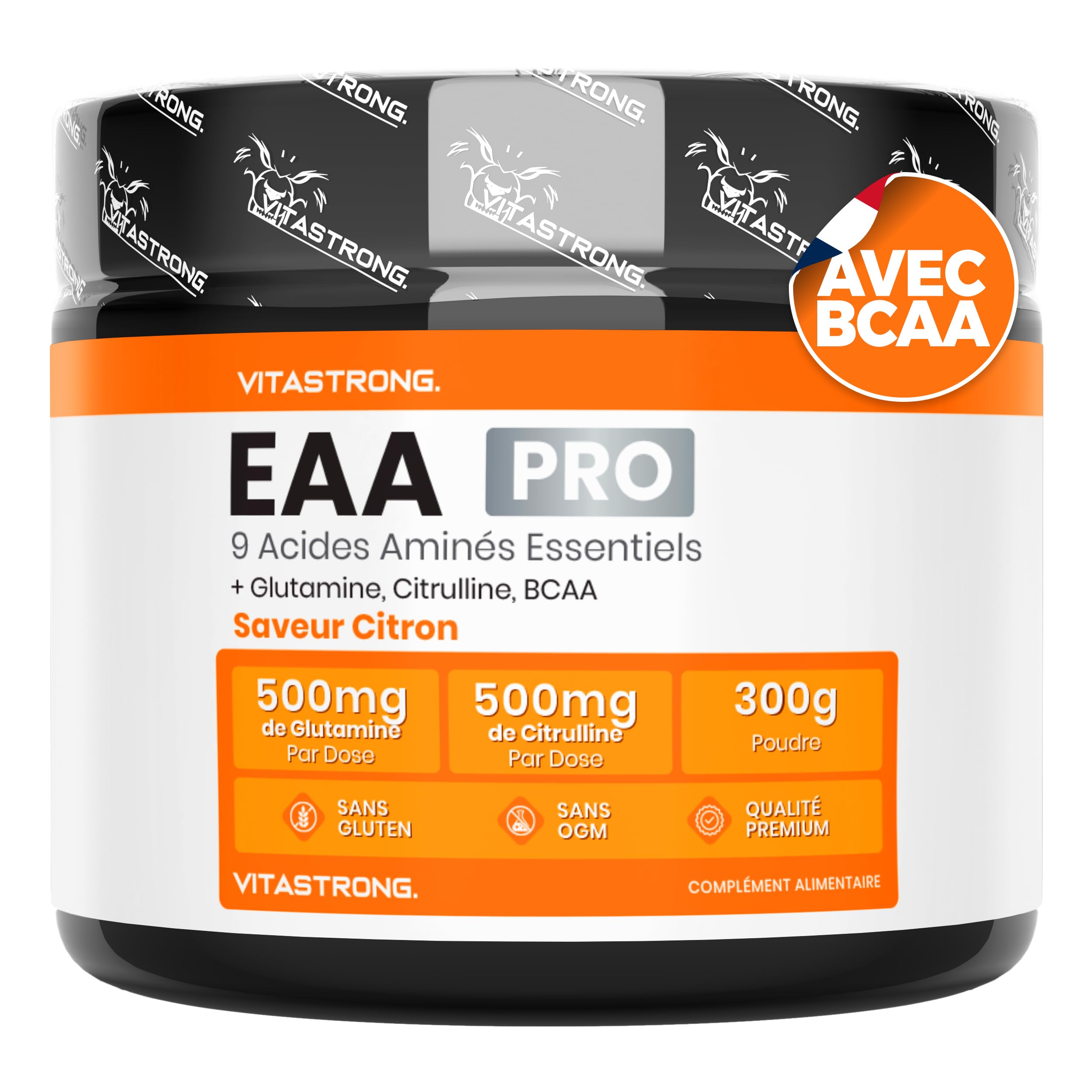 Vitastrong EAA PRO 9 Acides Aminés Poudre Citron 300g énergie