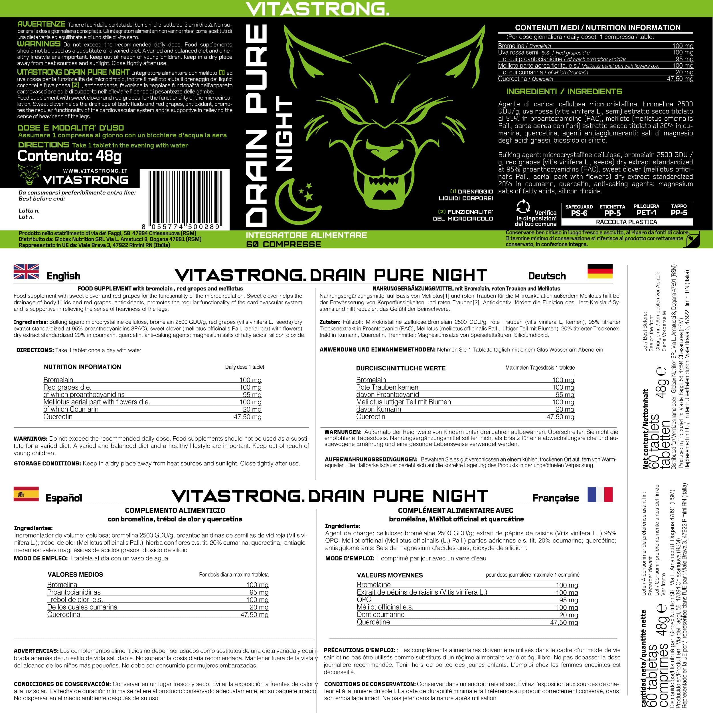Vitastrong Drainpure Night draineur nuit vegan ventre plat