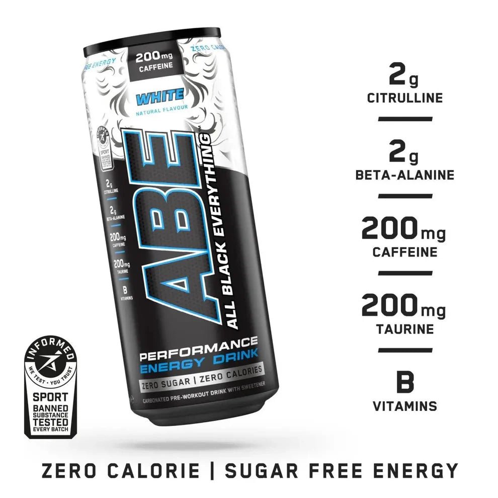 Applied Nutrition ABE White pré-workout bundle poudre 375g + 12 canettes