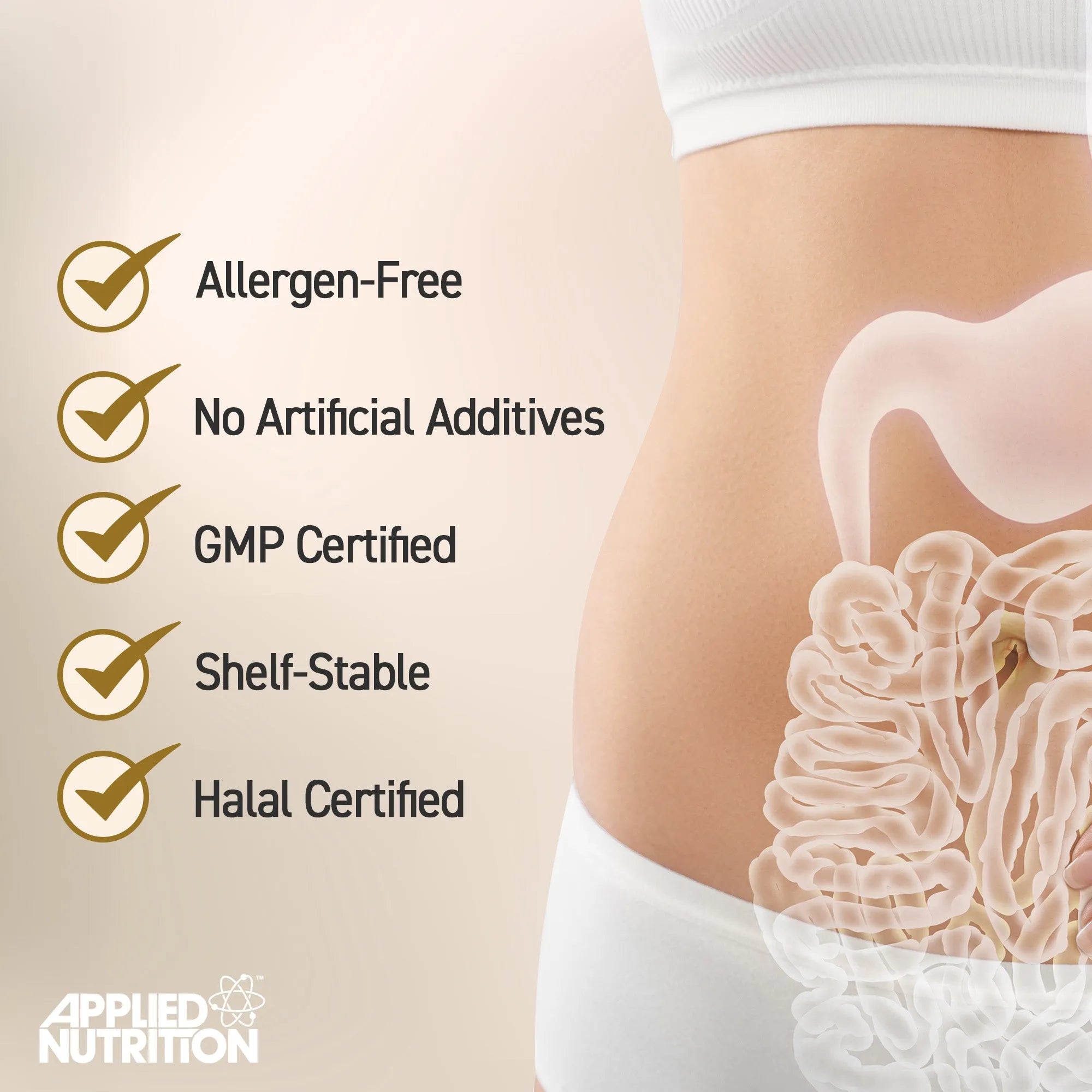 Applied Nutrition Gut Health 60 gélules probiotiques digestion vegan