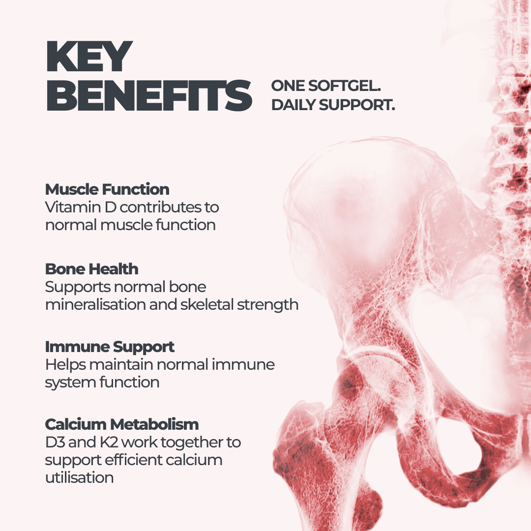 DY Nutrition D3+K2 2000 UI Vitamine 60 gélules os