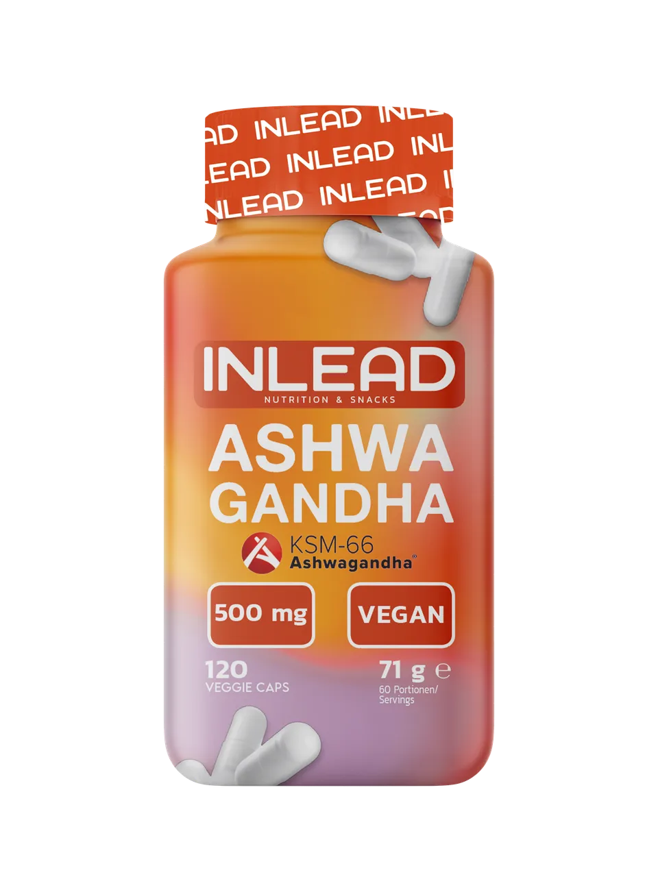 Inlead Ashwagandha KSM-66 extrait plante vegan 120 gélules