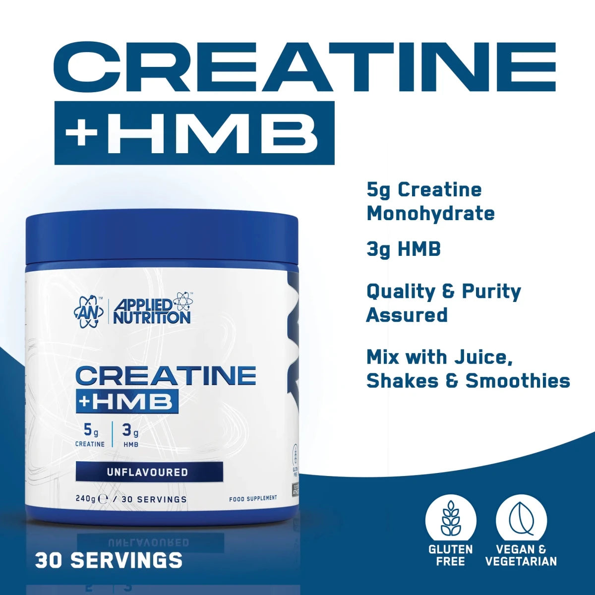 Applied Nutrition Creatine + HMB poudre neutre 240 g