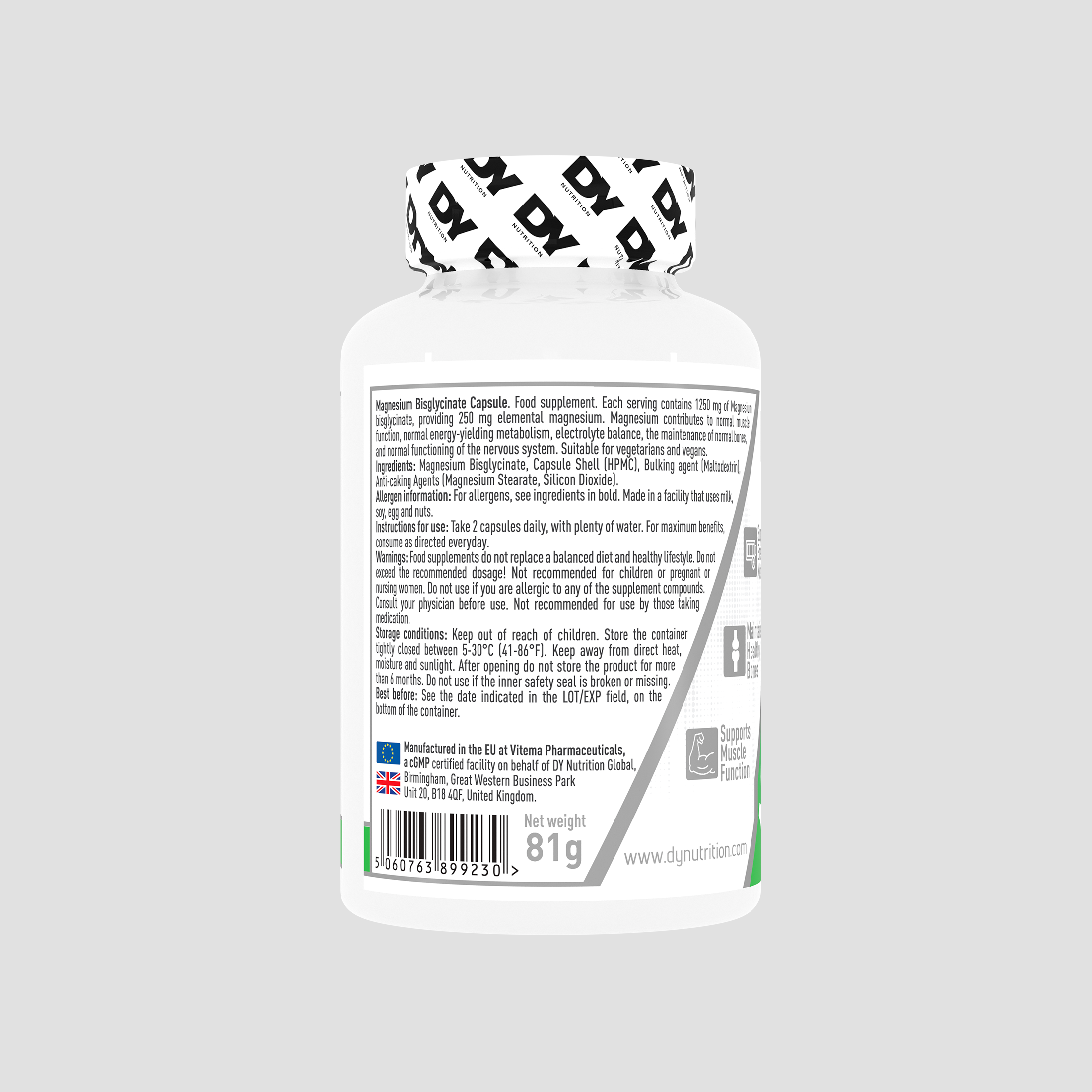 DY Nutrition Magnésium Bisglycinate 90 gélules 250 mg vegan