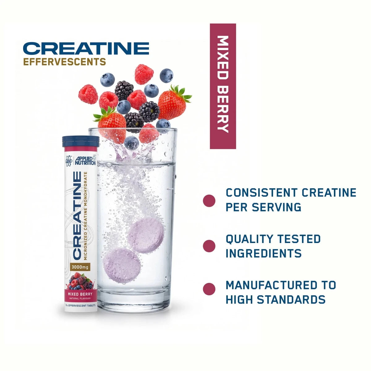 Applied Nutrition Creatine créatine monohydrate fruits rouges 1 tube