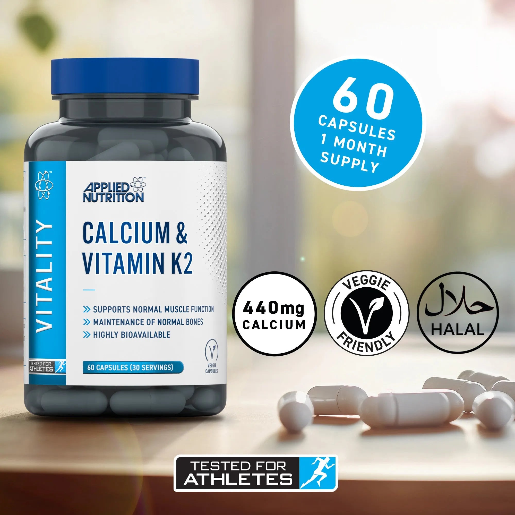 Applied Nutrition Vitality calcium vitamine K2 gélules 60