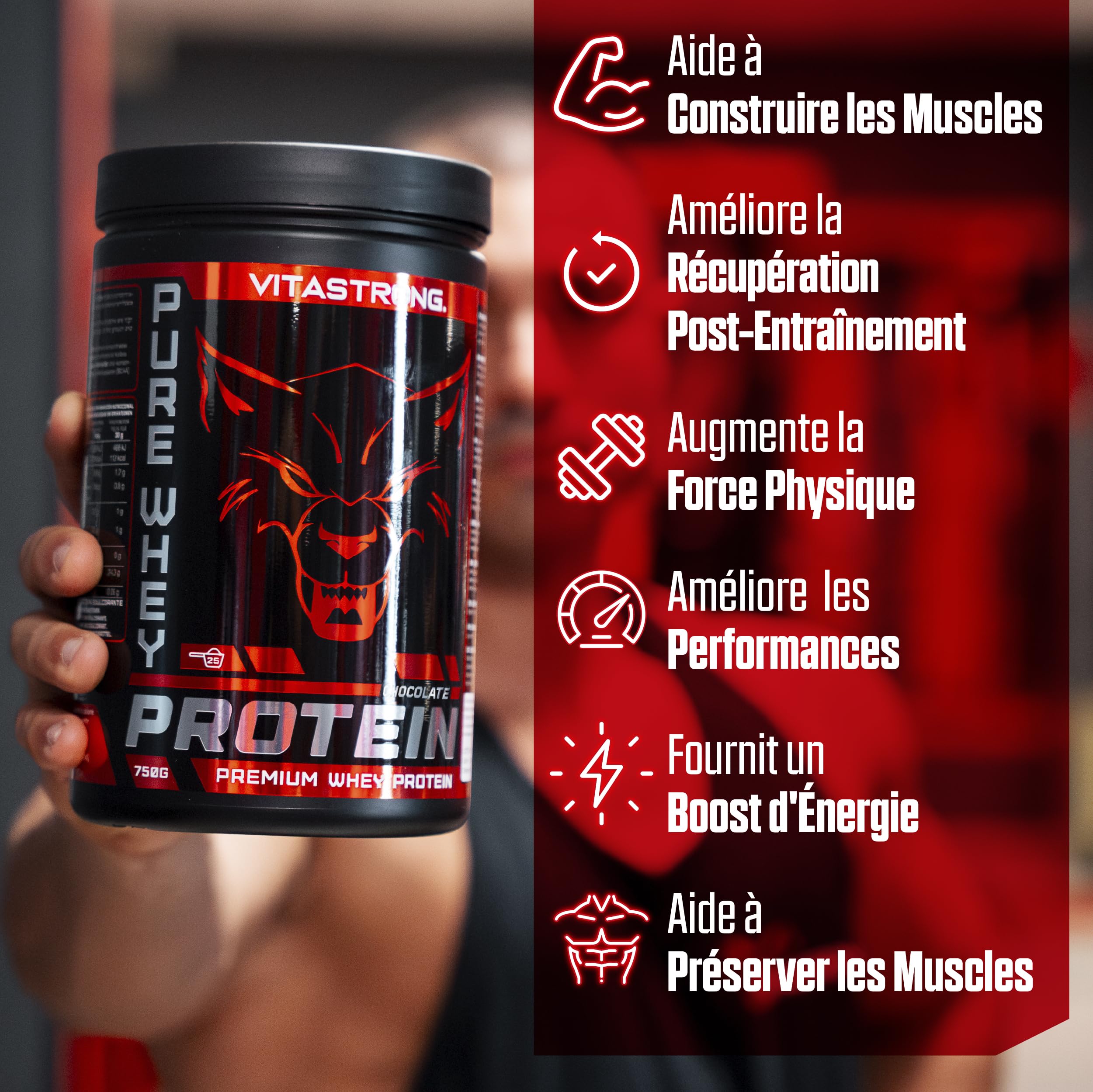 Vitastrong Protéines Whey Isolat Concentré chocolat 23 g