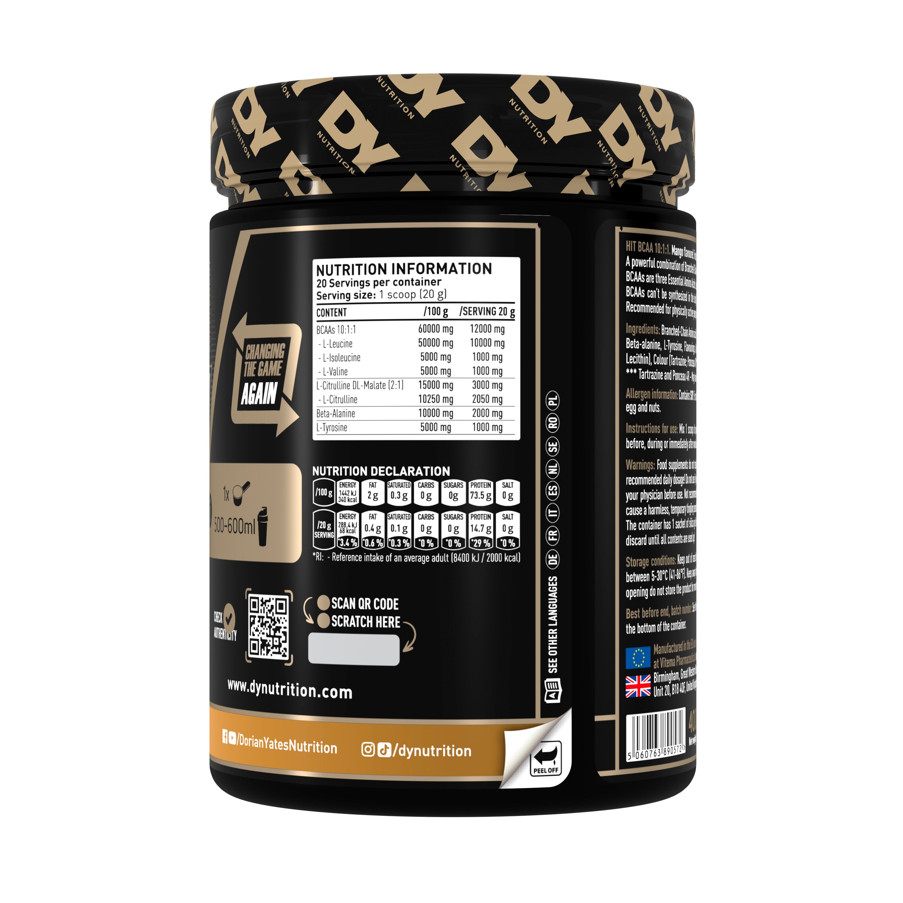 DY Nutrition HIT BCAA 10:1:1 BCAA orange 400 g