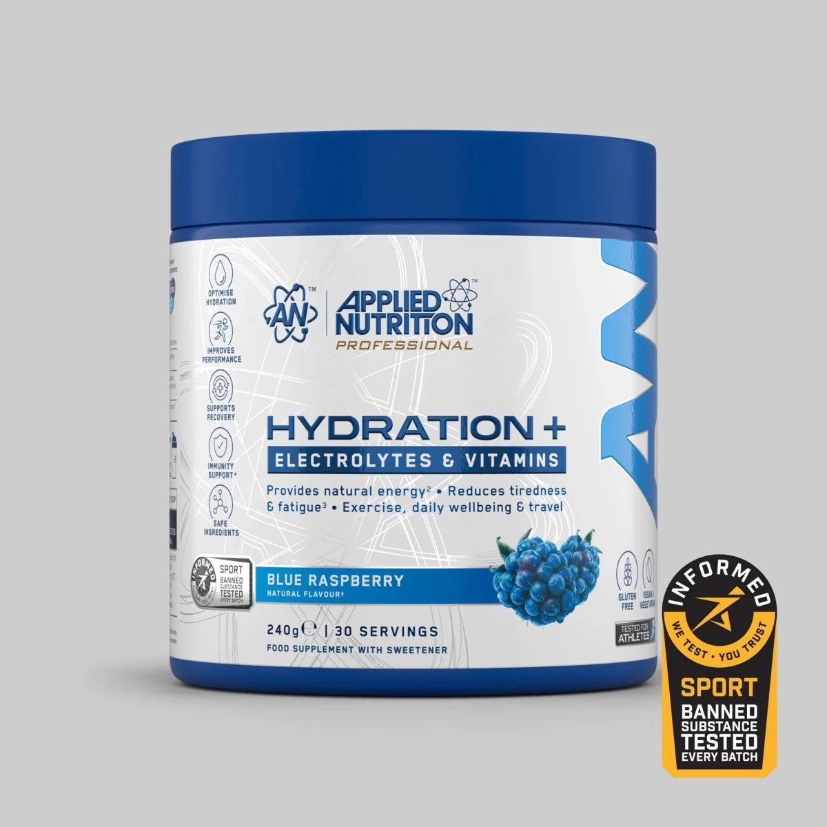 Applied Nutrition Hydration+ Poudre Électrolytes Tropical Vibes 240g