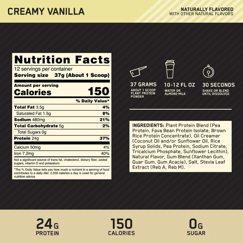Optimum Nutrition Gold Standard Plant protéine vegan 24 g