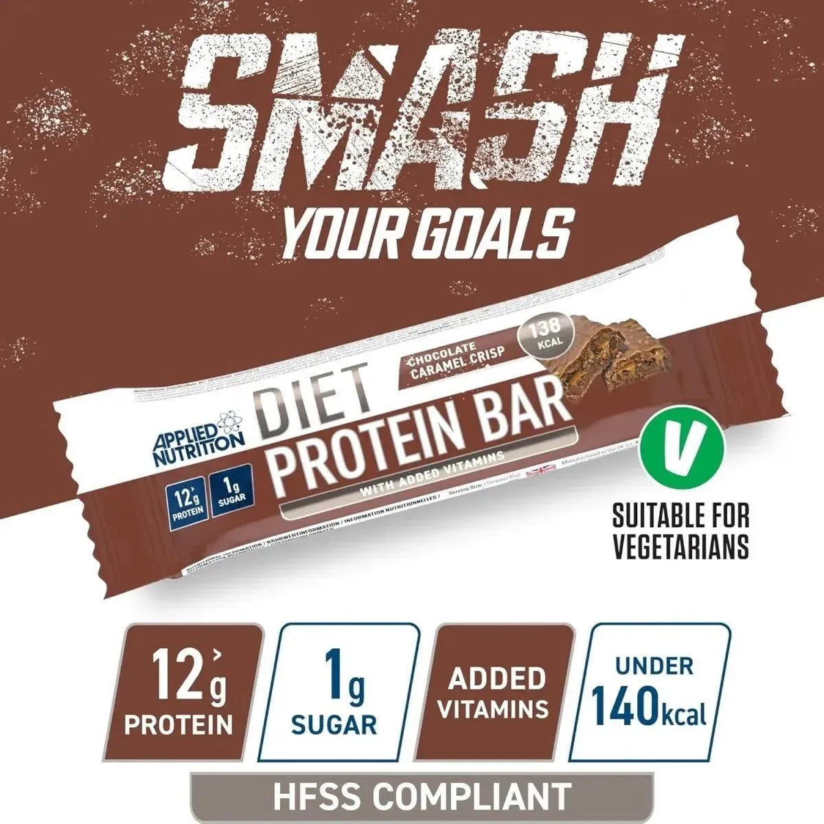 Applied Nutrition Diet Protein Bar barre chocolat caramel 45g 12g
