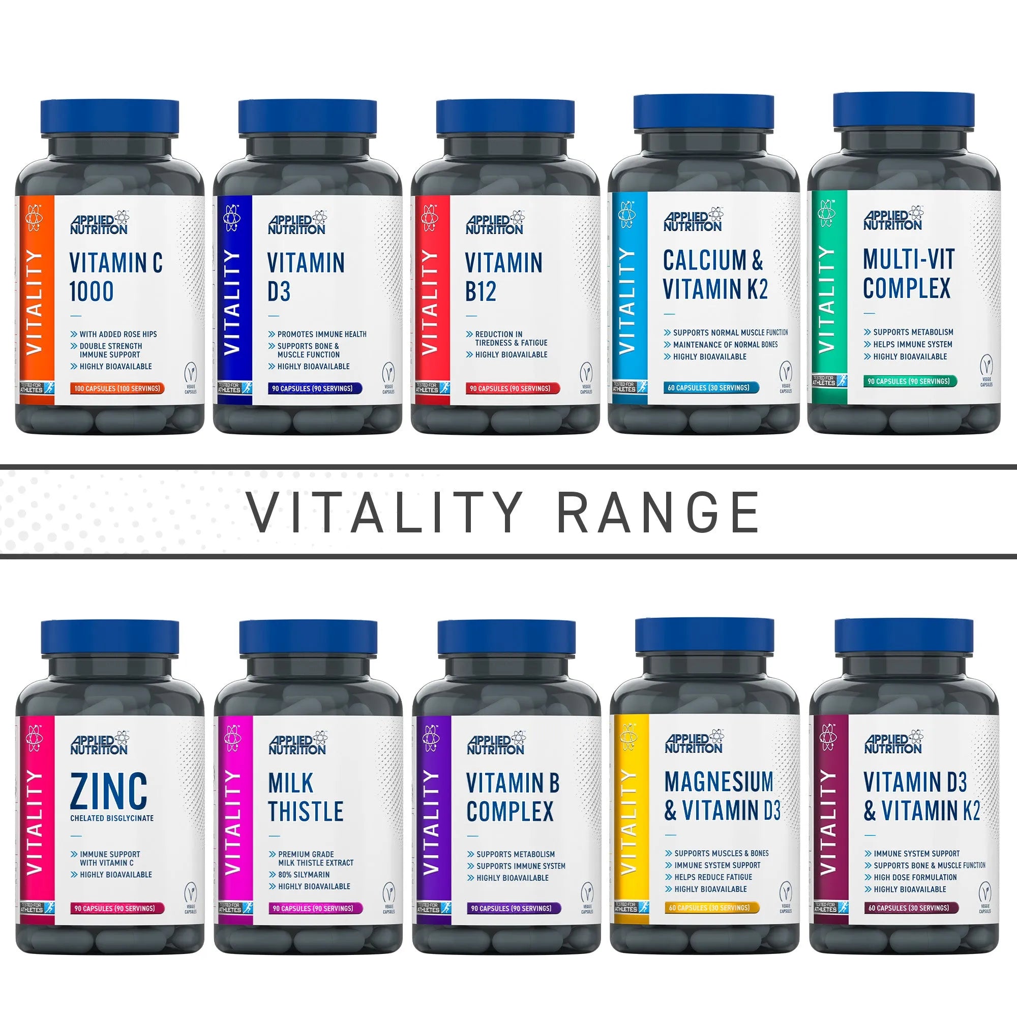 Applied Nutrition Vitality calcium vitamine K2 gélules 60