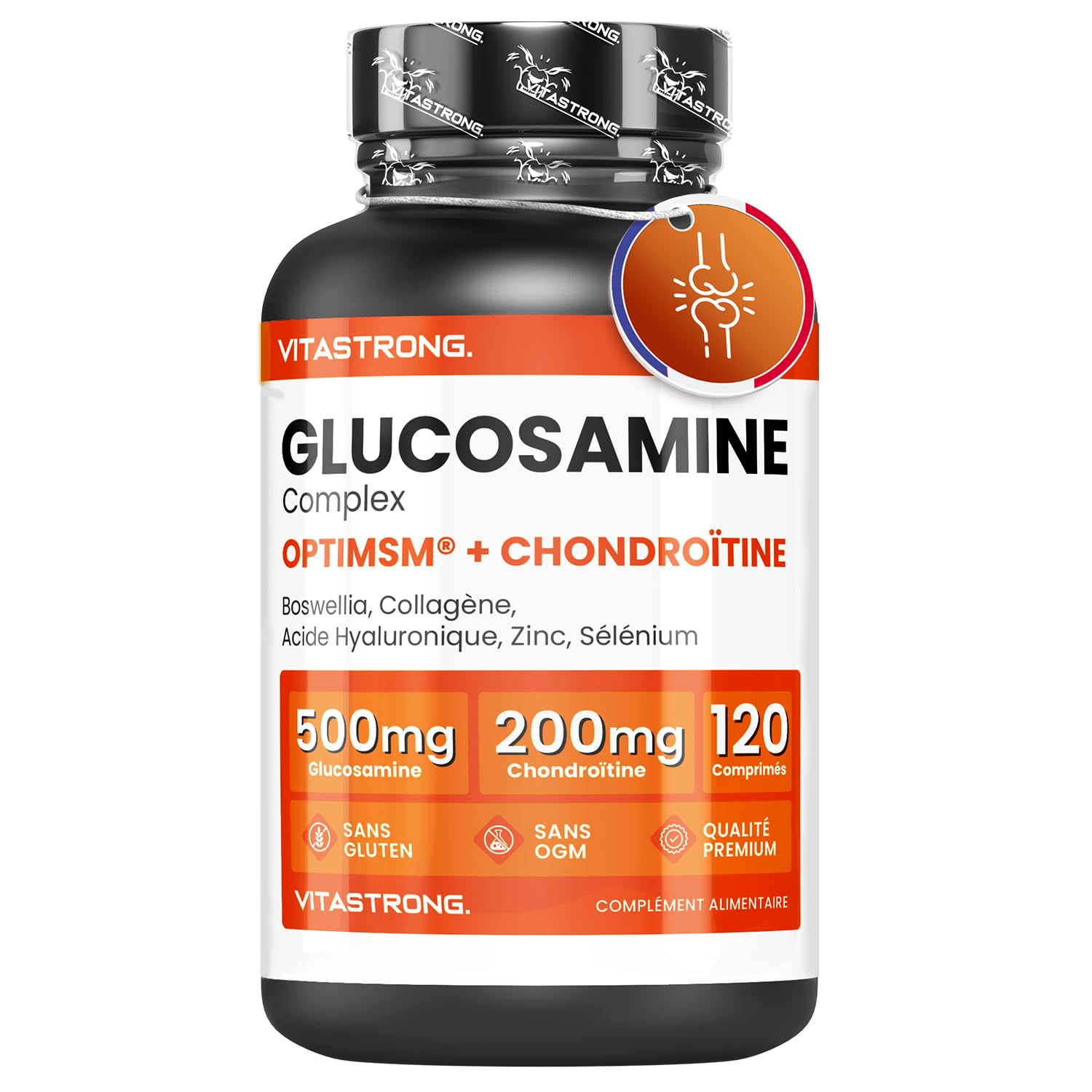 Vitastrong Glucosamine Chondroïtine MSM collagène 90 comprimés
