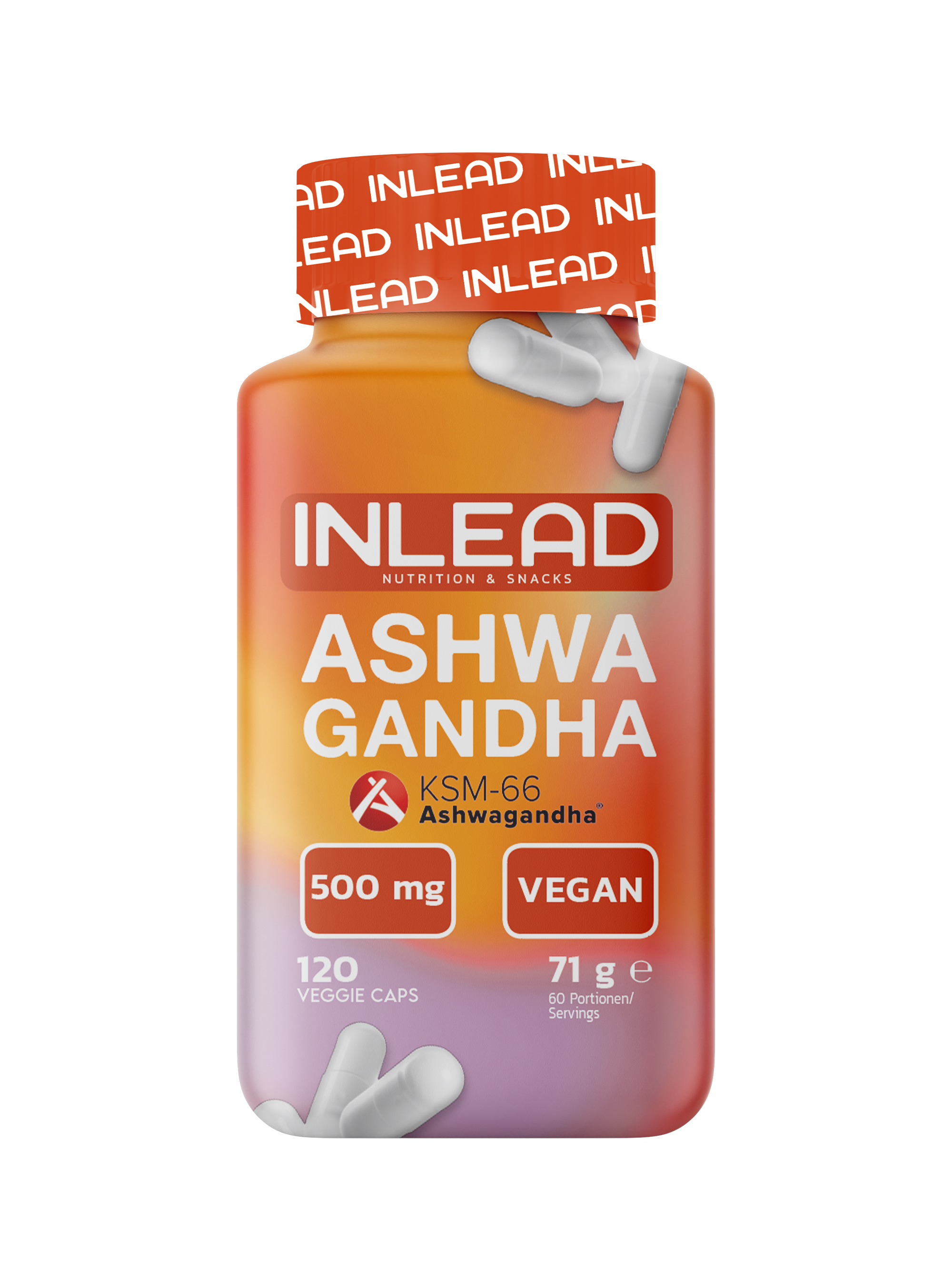 Inlead Ashwagandha KSM-66 extrait plante vegan 120 gélules