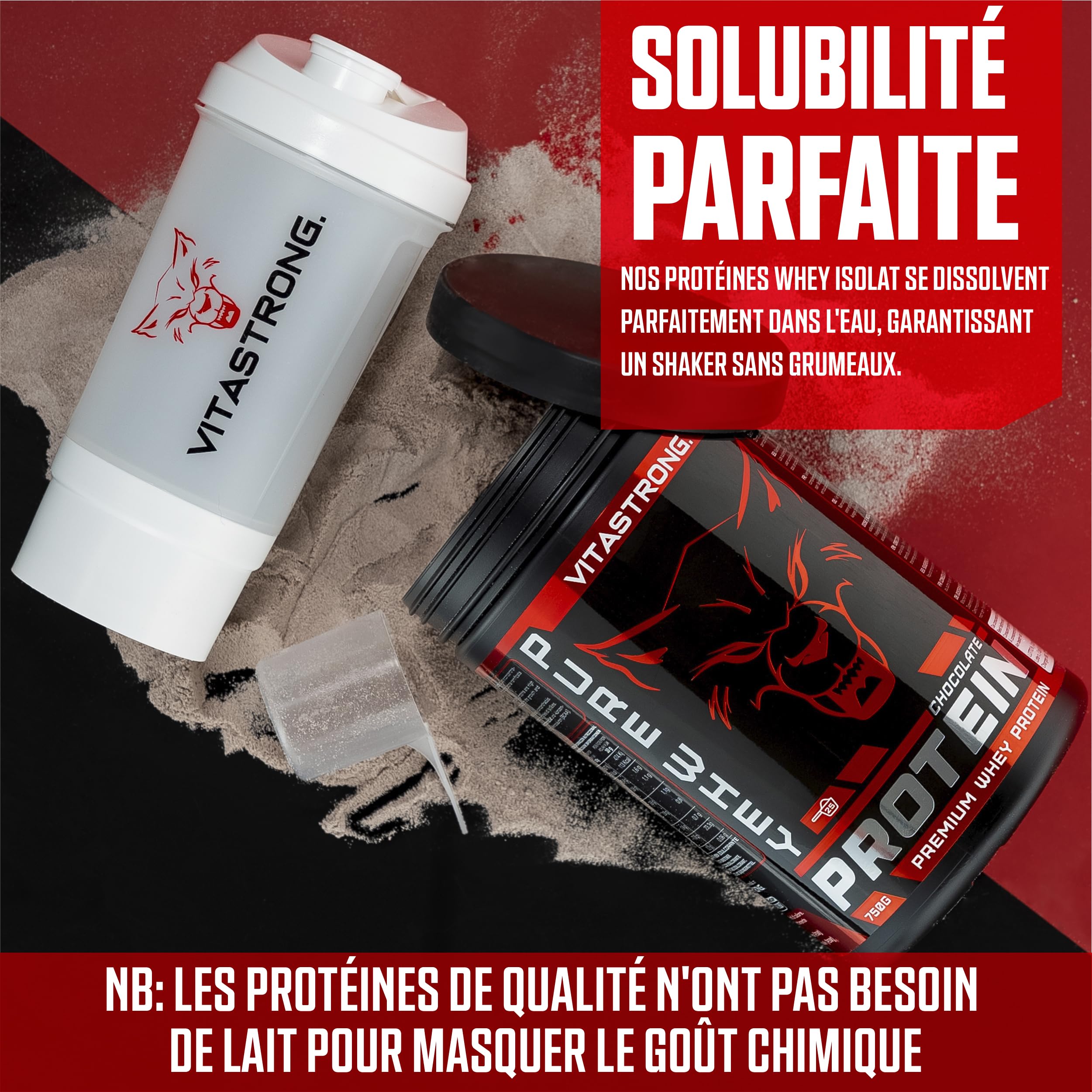 Vitastrong Protéines Whey Isolat Concentré chocolat 23 g
