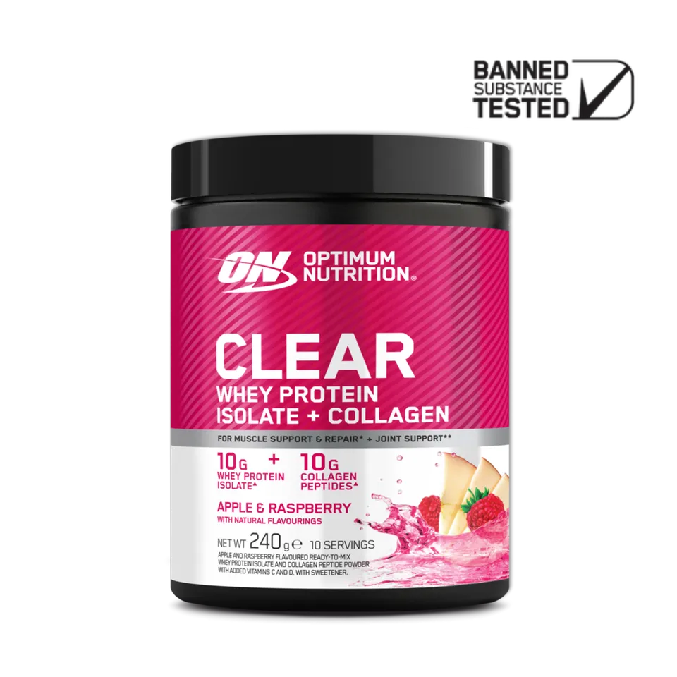 Optimum Nutrition Clear Whey Isolate collagène pomme framboise 240 g