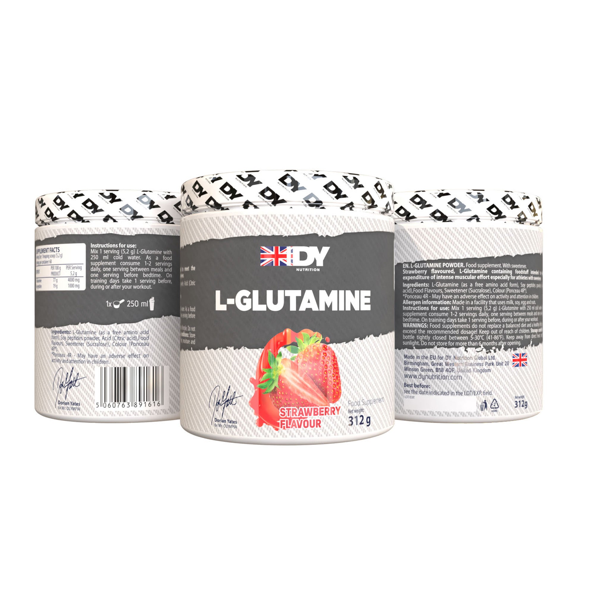 DY Nutrition L-Glutamine poudre 312g pomme verte