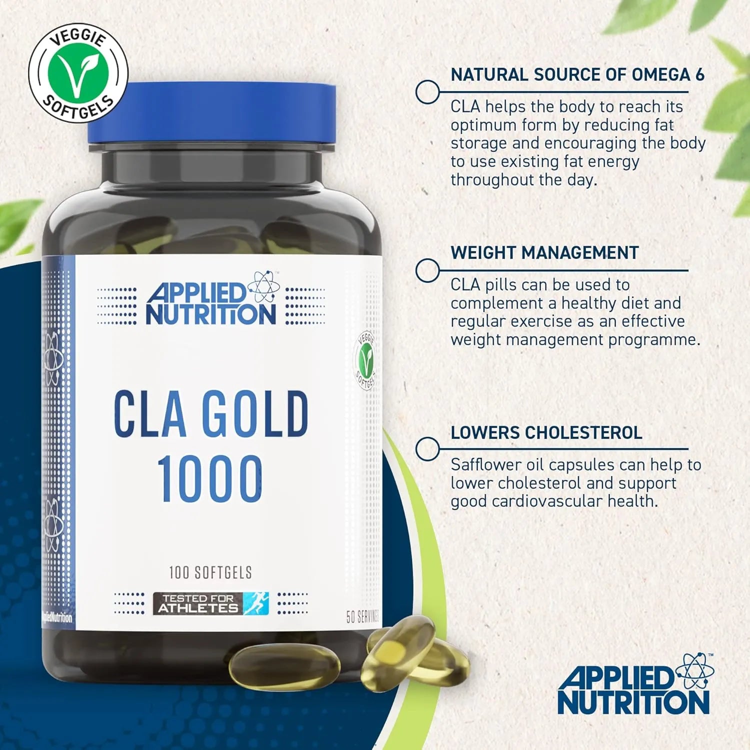 Applied Nutrition CLA Gold 1000 Acide Linoléique Conjugué