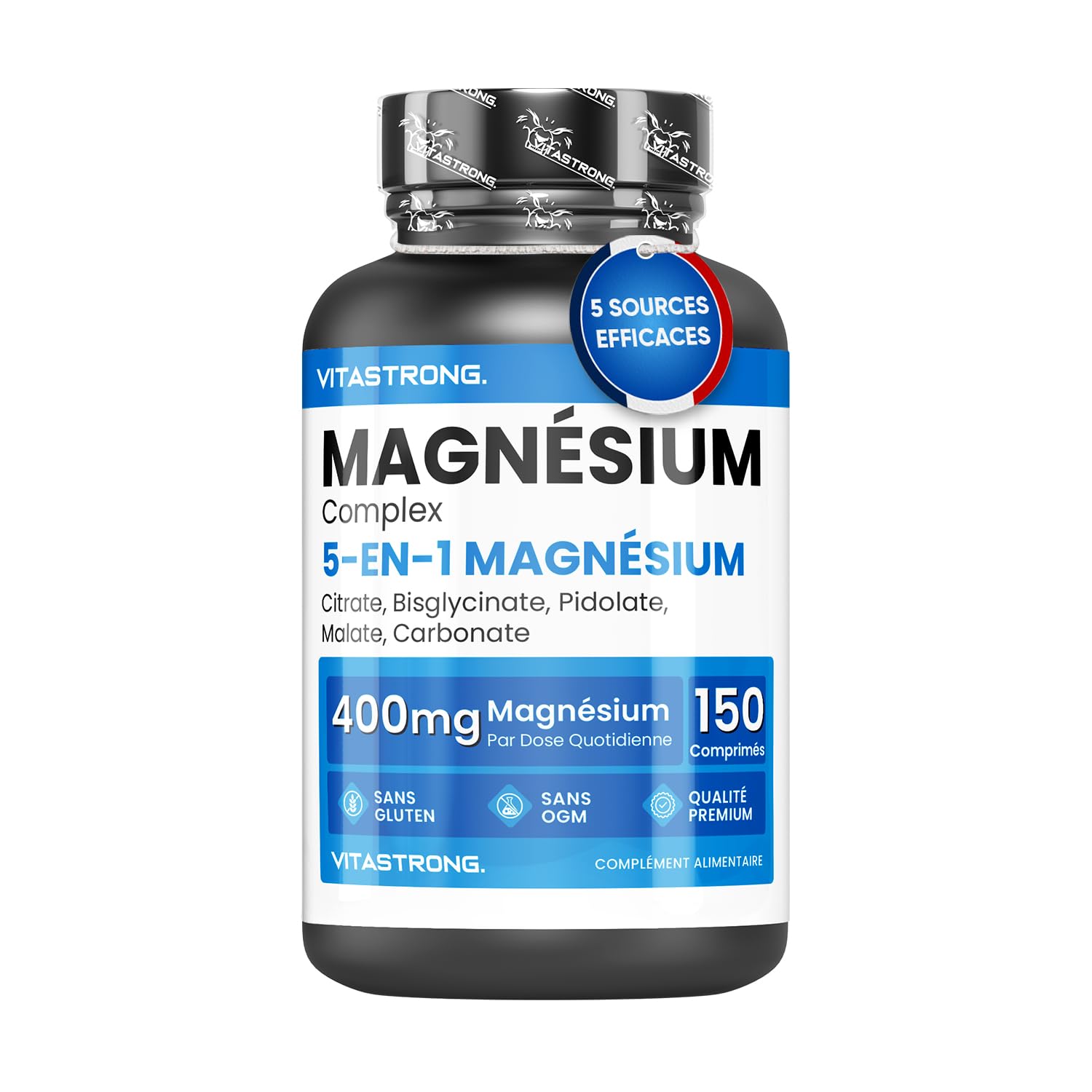 Vitastrong Magnésium Complexe 5-en-1 comprimés 150 400 mg
