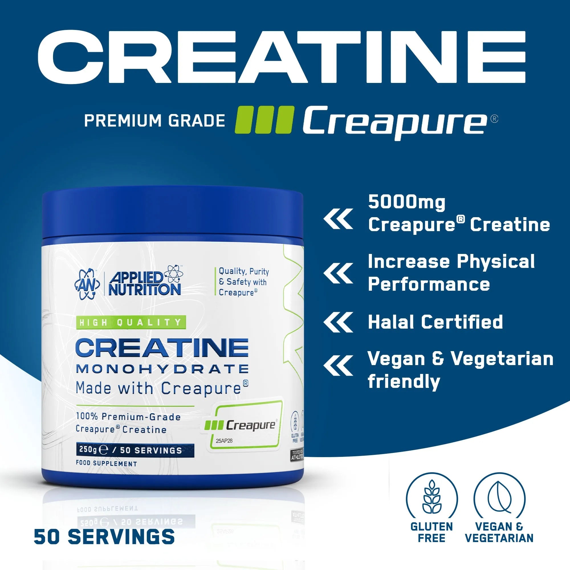 Applied Nutrition Creatine Creapure Créatine Monohydrate Poudre