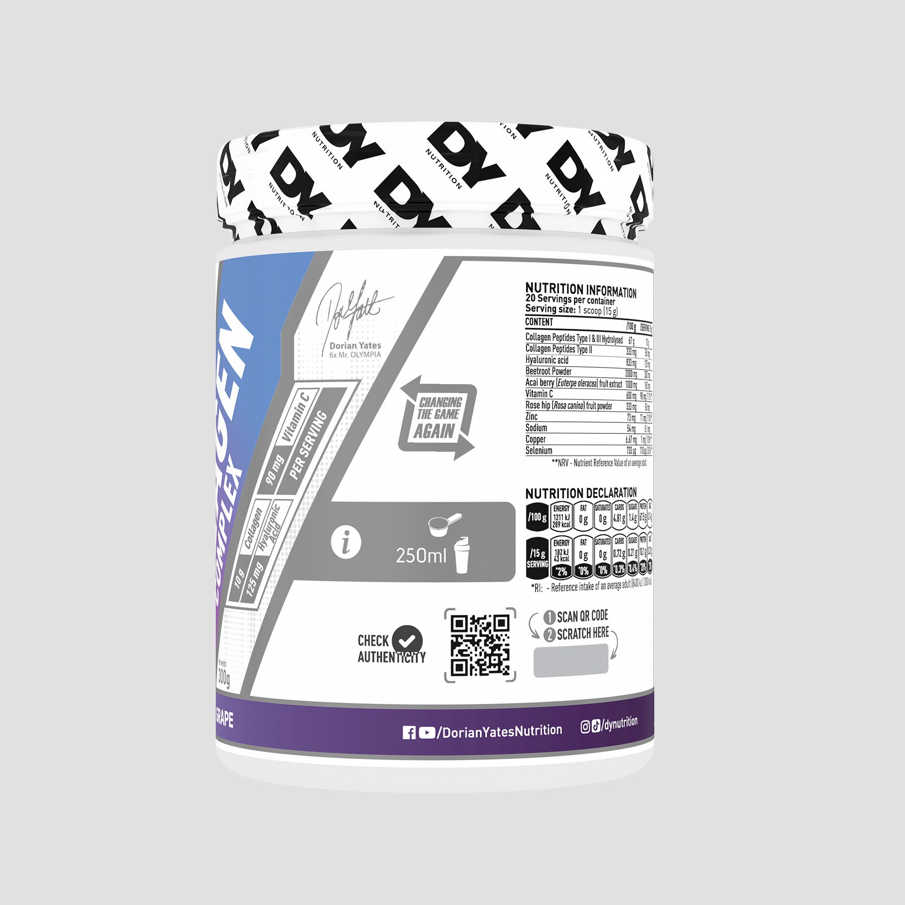 DY Nutrition Collagen Complex collagène poudre articulations peau